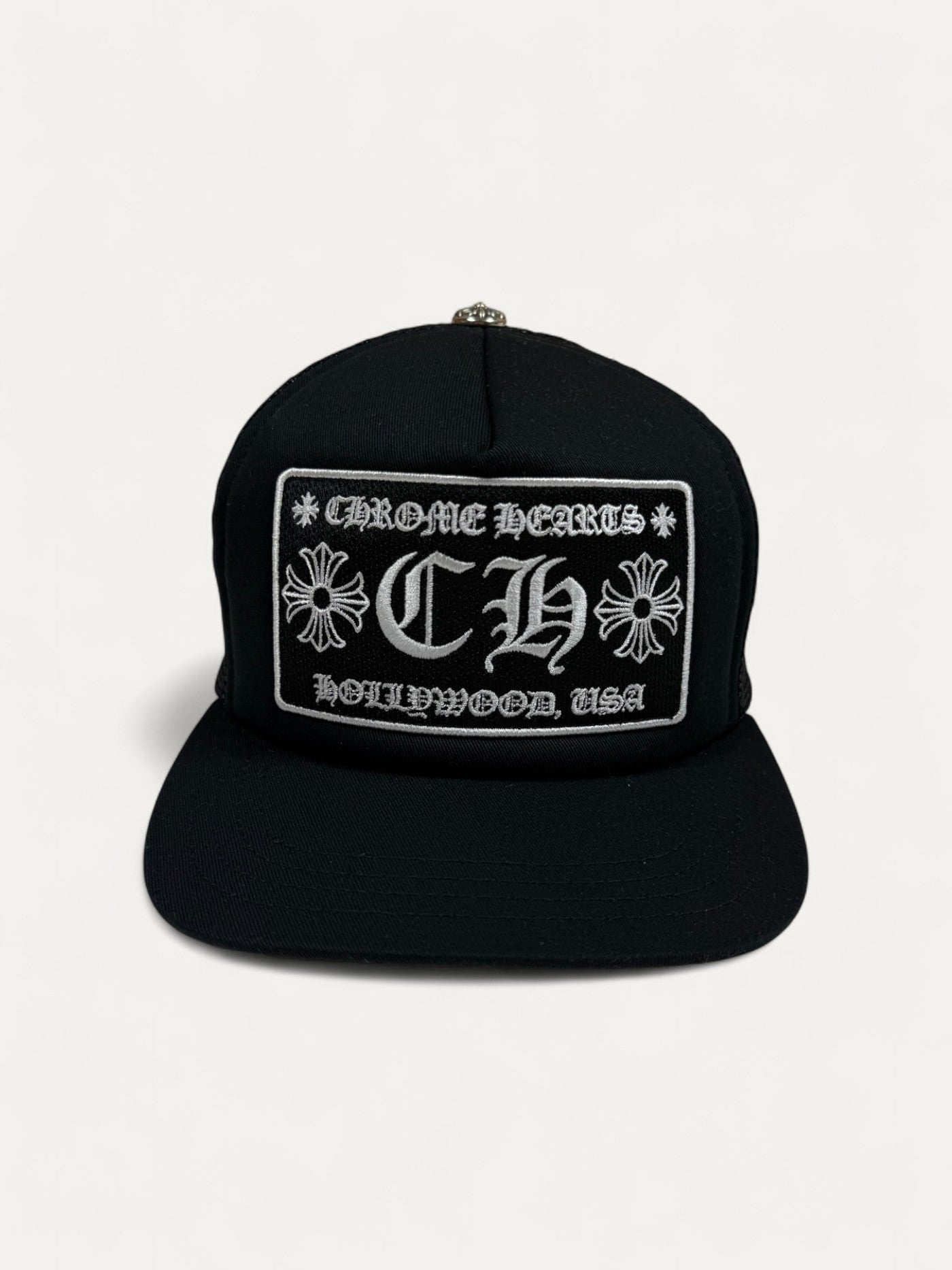 Chrome Hearts CH Hollywood Black Trucker Cap
