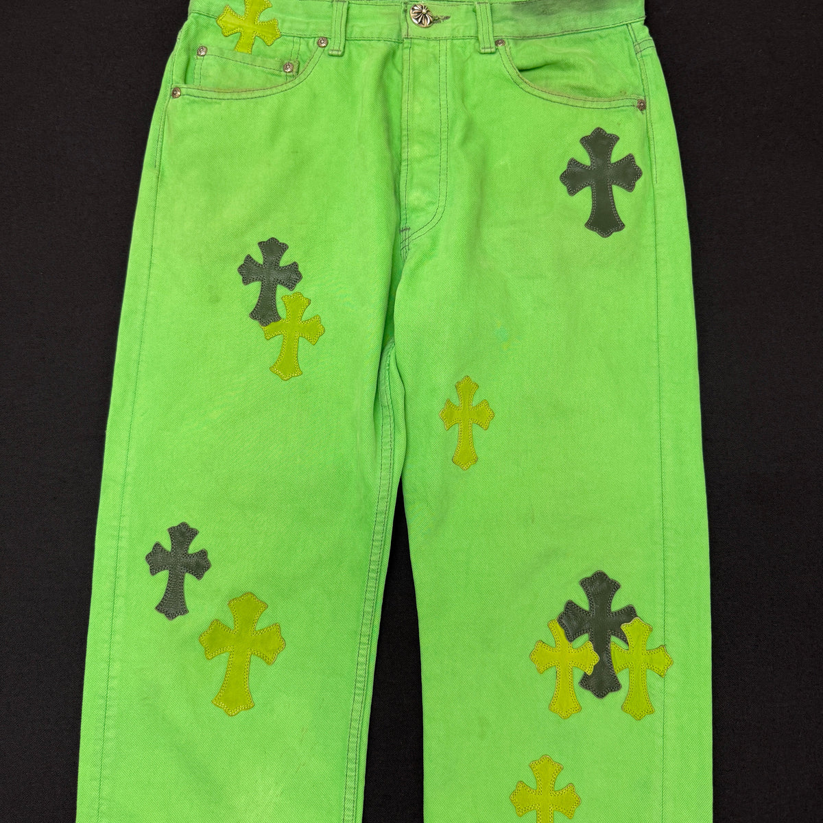 Chrome Hearts Sex Record Exclusive Cross Patch Green Denim Levi's Jeans