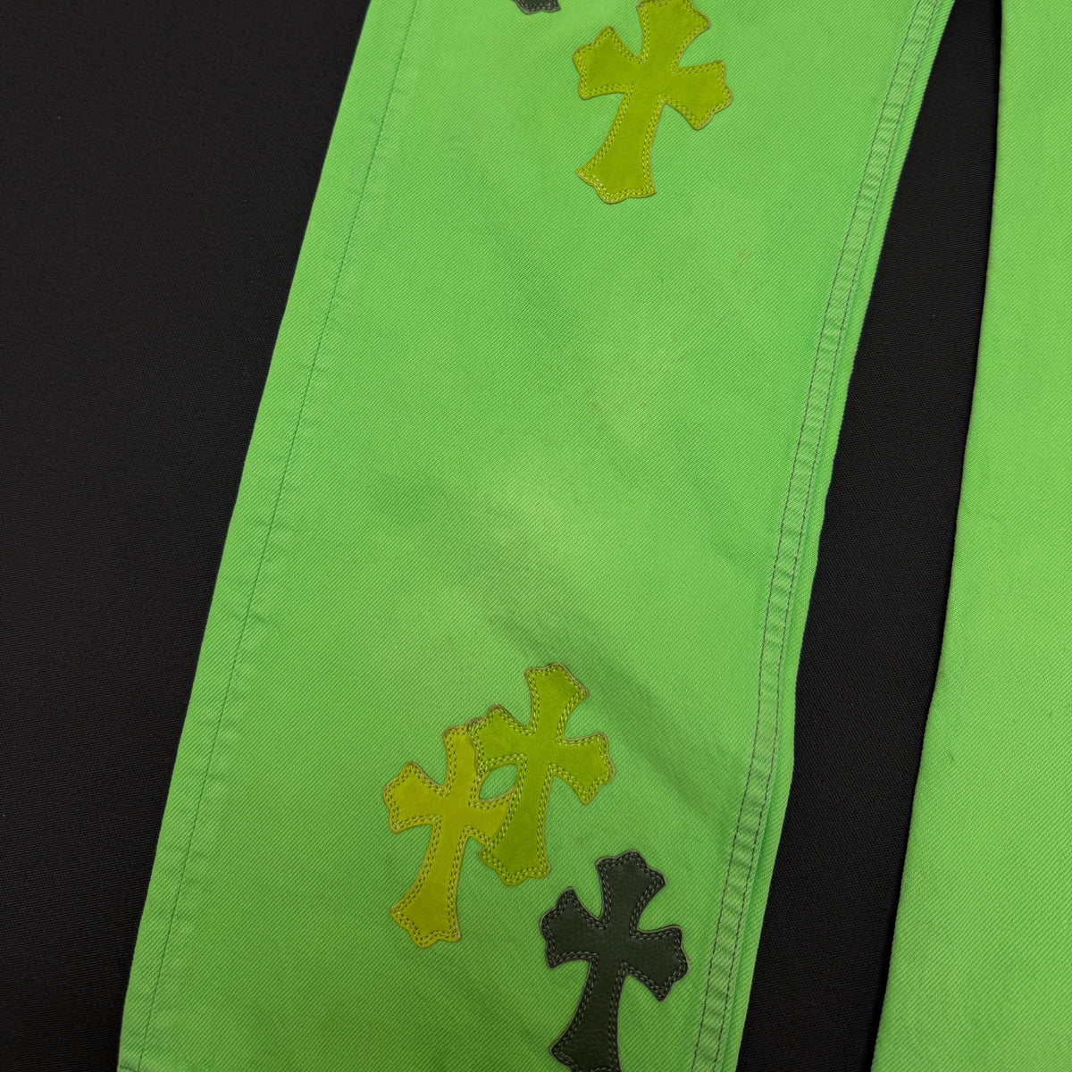 Chrome Hearts Sex Record Exclusive Cross Patch Green Denim Levi's Jeans