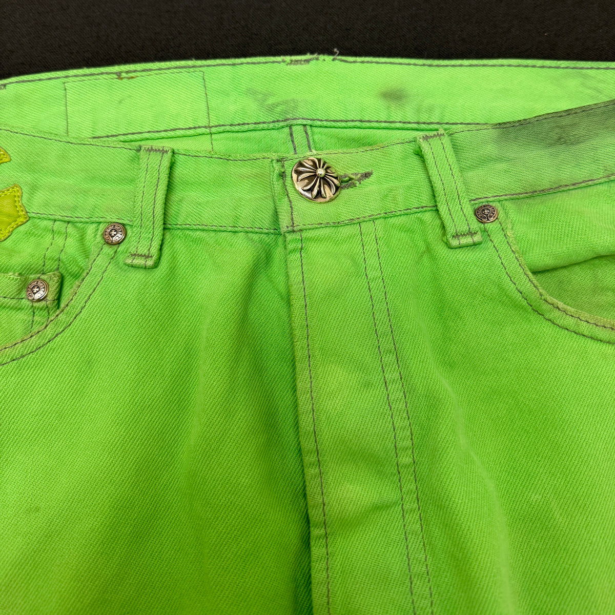 Chrome Hearts Sex Record Exclusive Cross Patch Green Denim Levi's Jeans