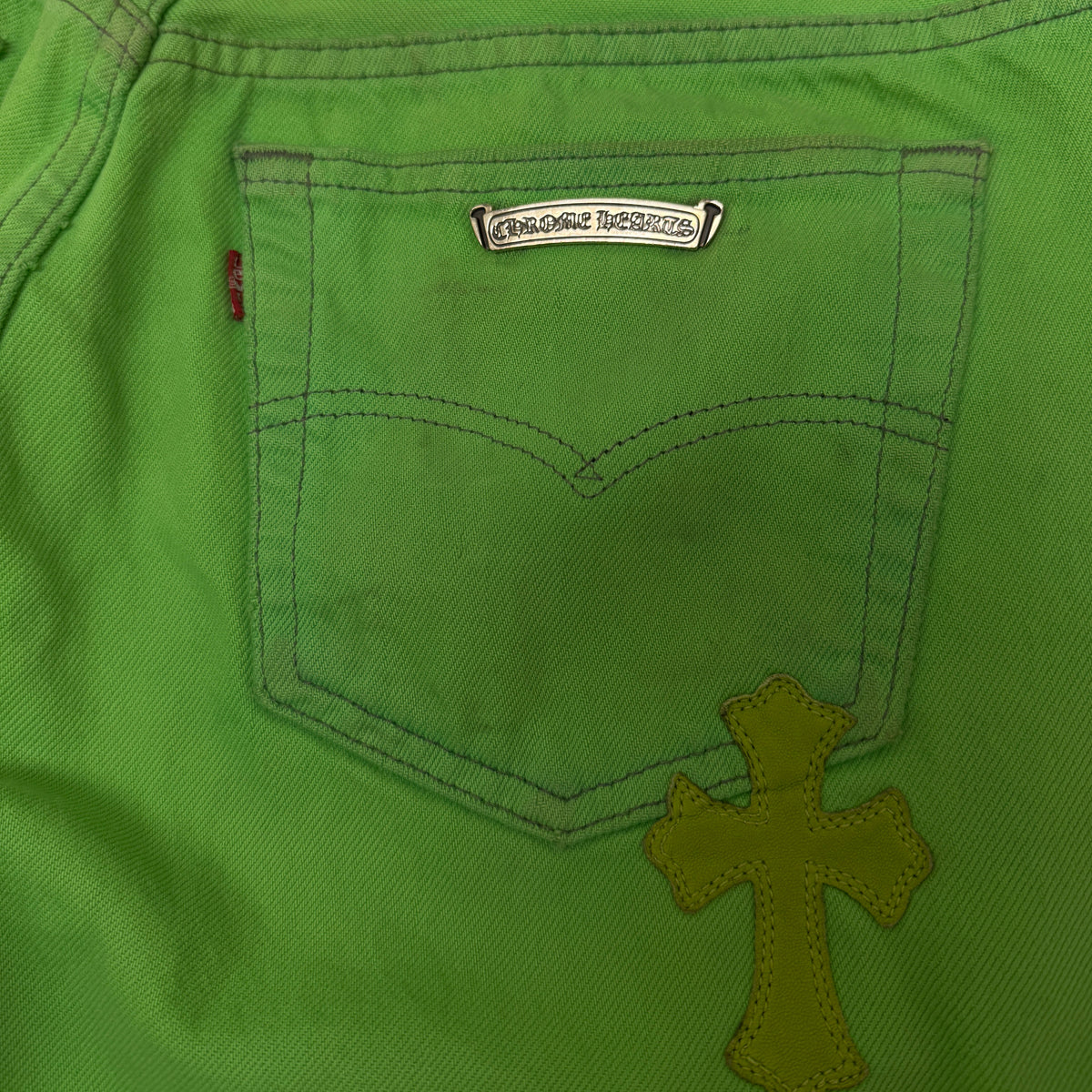 Chrome Hearts Sex Record Exclusive Cross Patch Green Denim Levi's Jeans