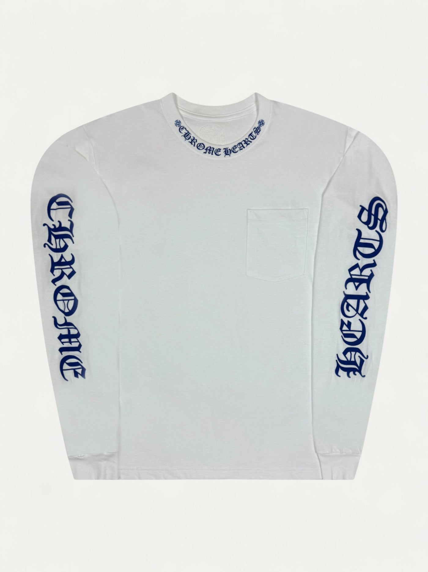 Chrome Hearts 1988 White Blue Neck Logo Longsleeve