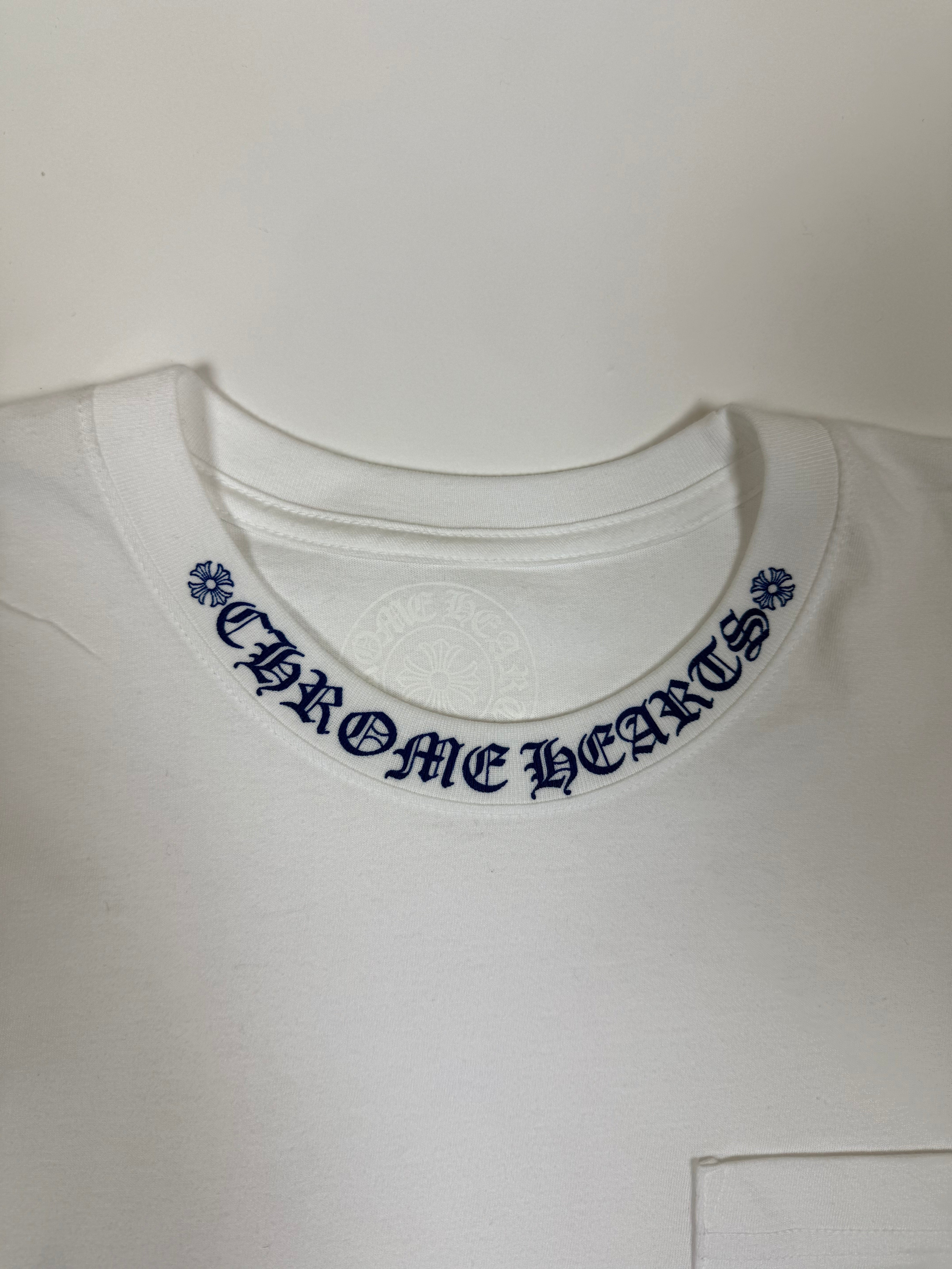 Chrome Hearts 1988 White Blue Neck Logo Longsleeve