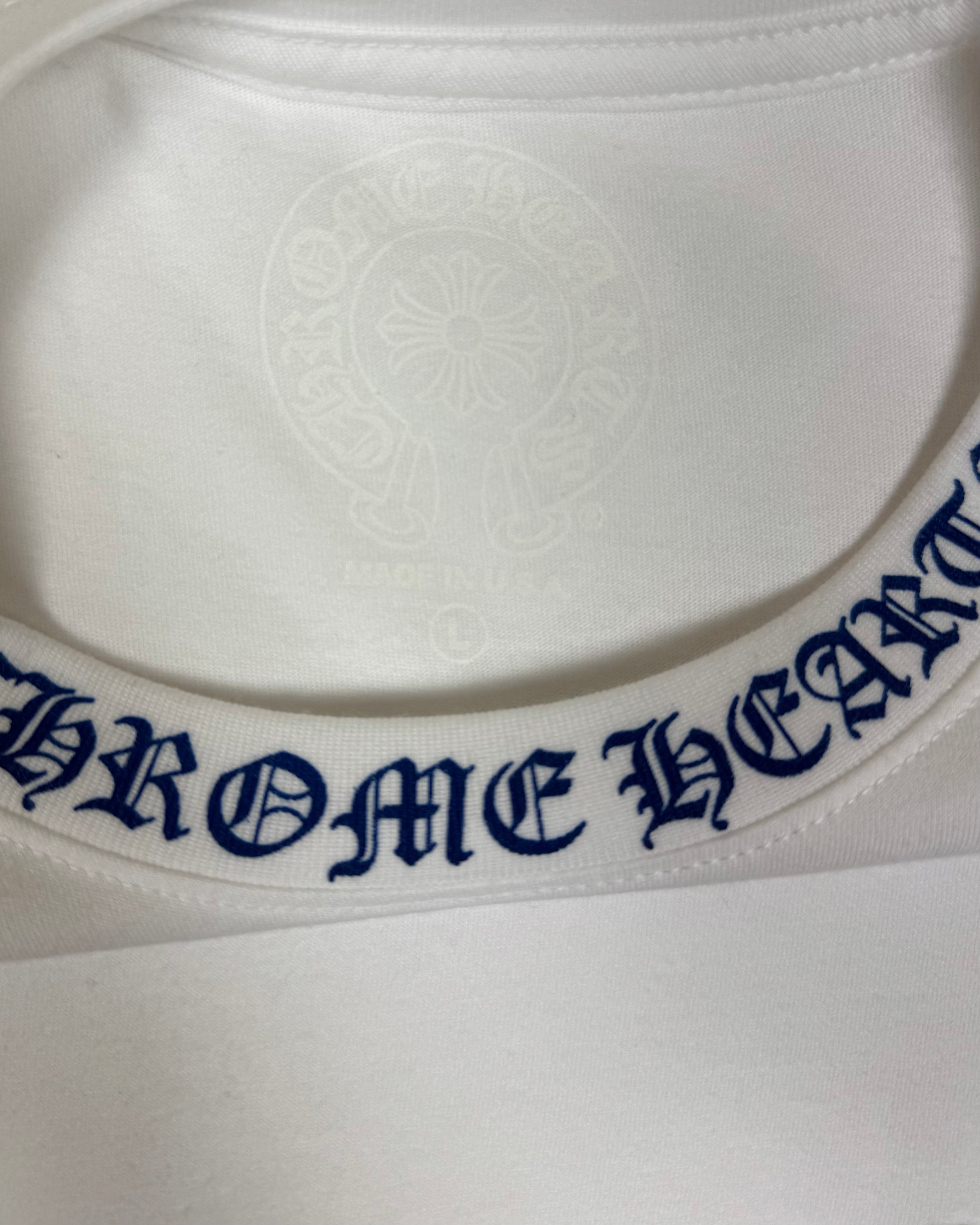 Chrome Hearts 1988 White Blue Neck Logo Longsleeve