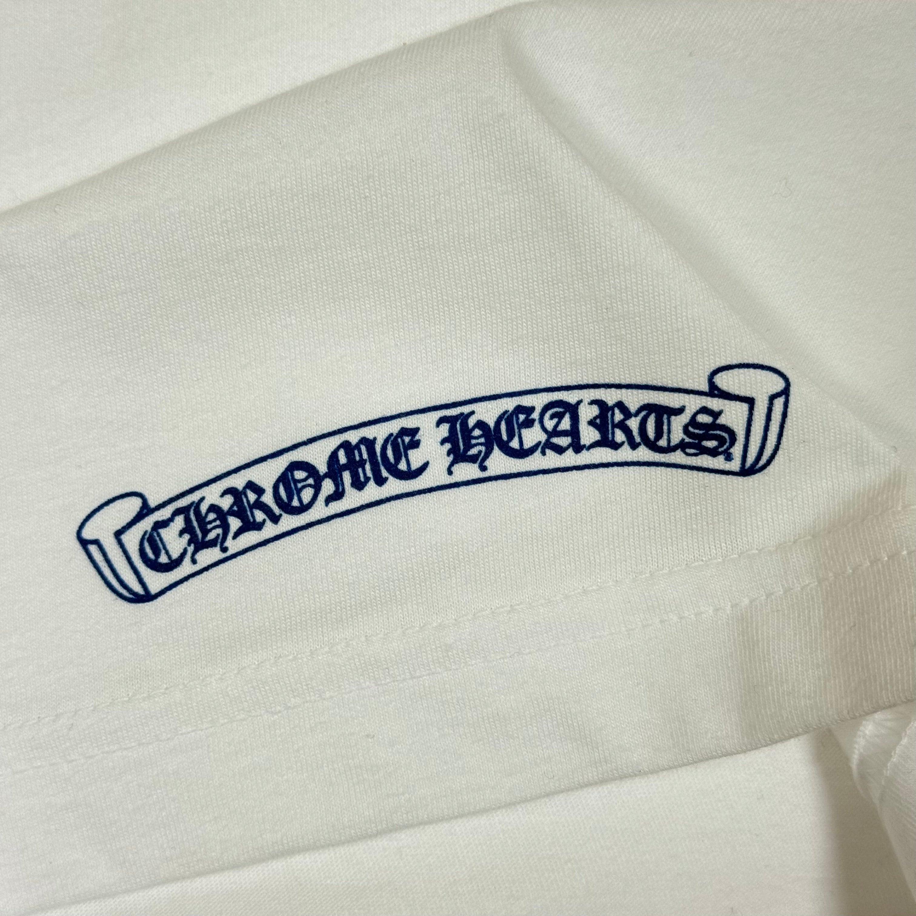 Chrome Hearts 1988 White Blue Neck Logo Longsleeve