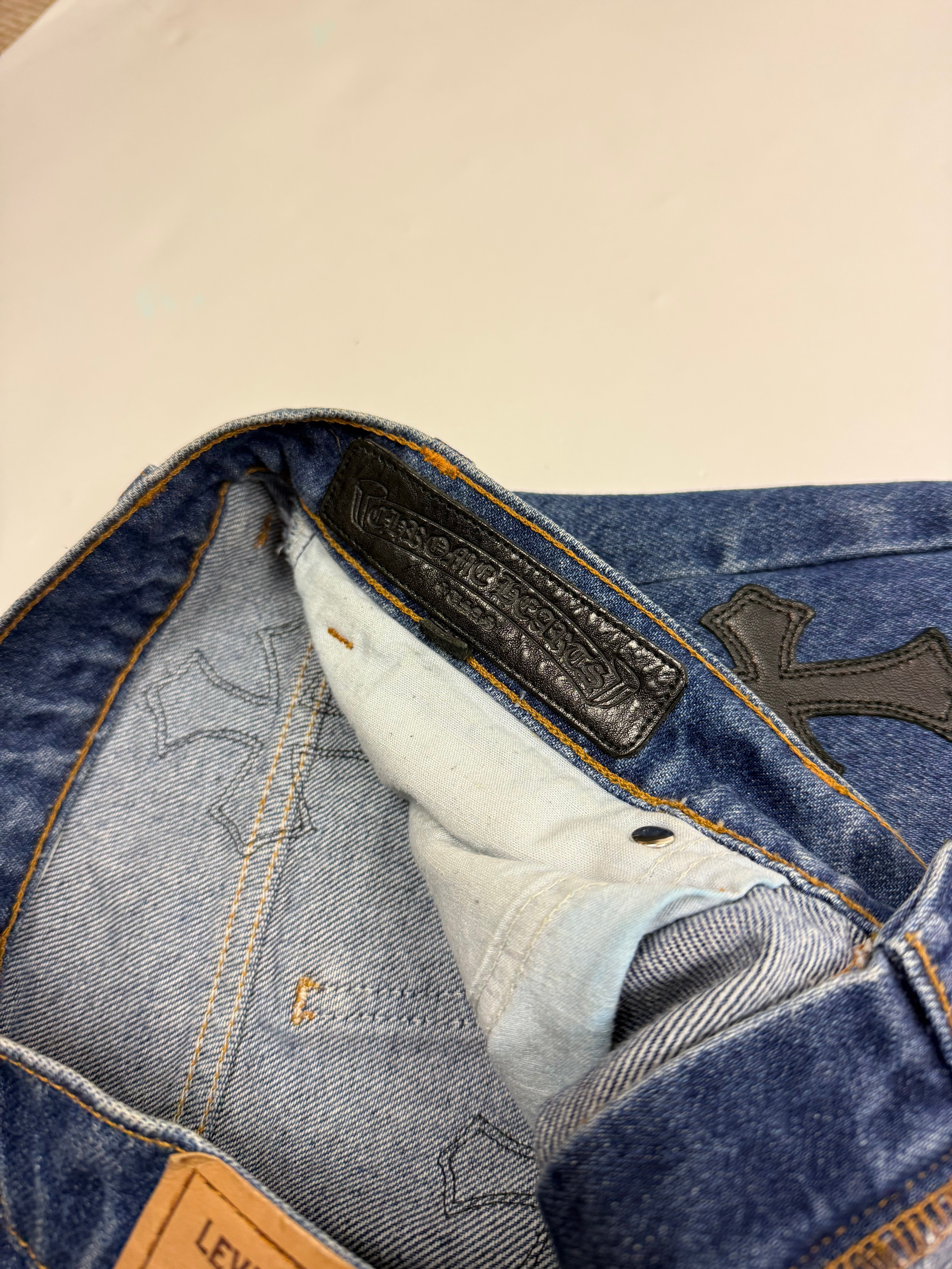 Chrome Hearts Cross Patch Levi's 517 Blue Jeans