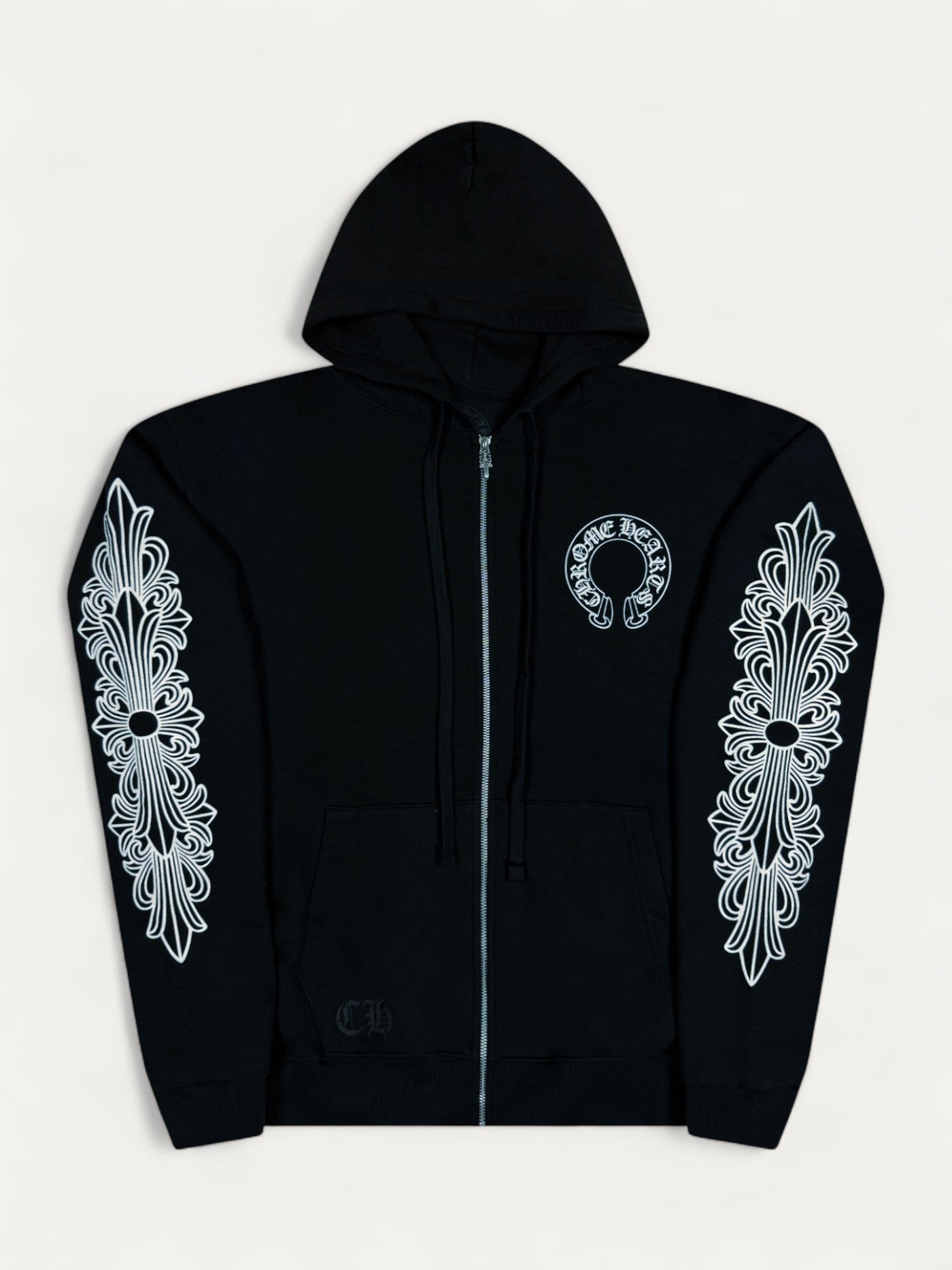 Chrome Hearts Black Horseshoe Zip Up Hoodie