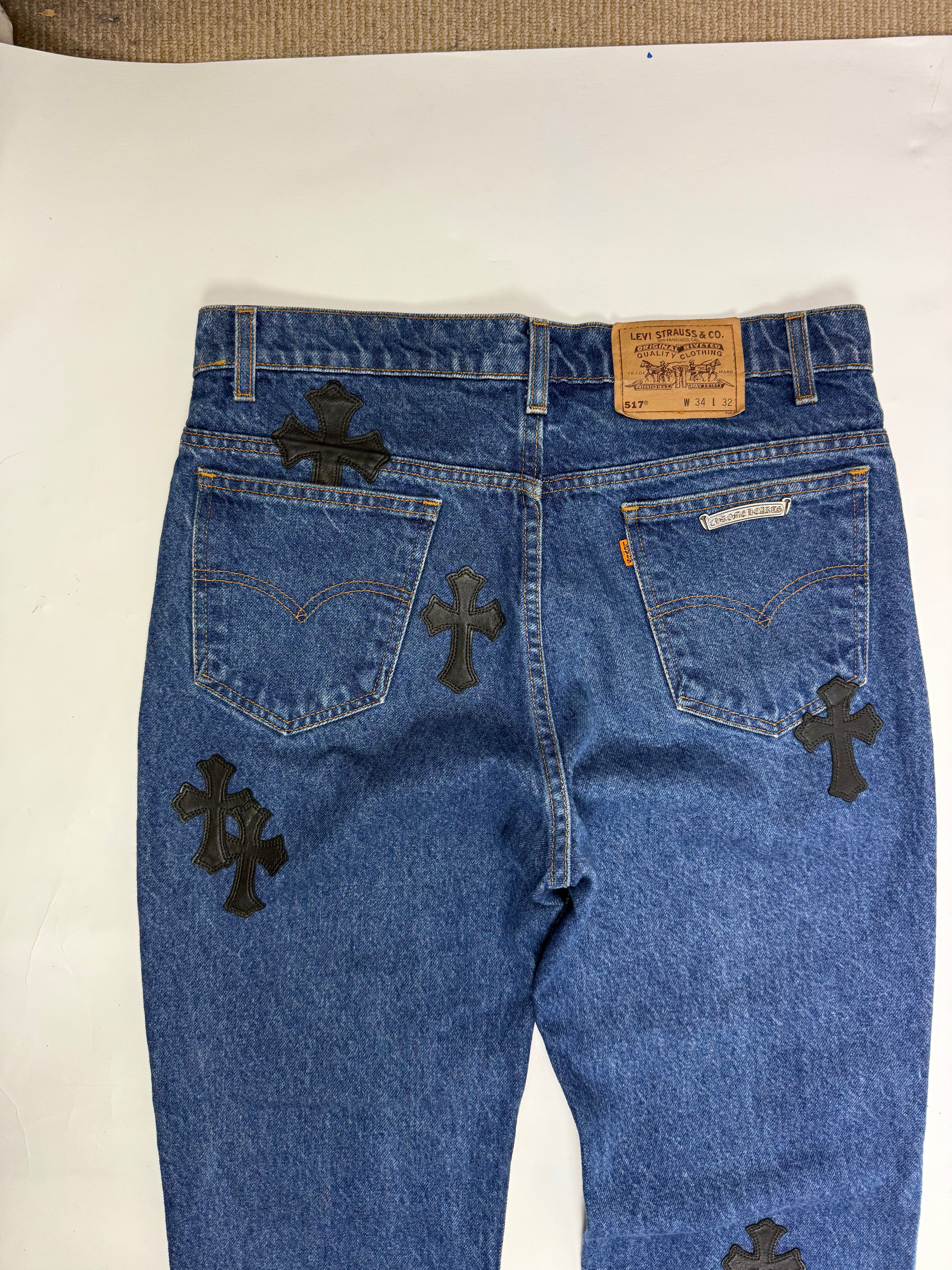 Chrome Hearts Cross Patch Levi's 517 Blue Jeans