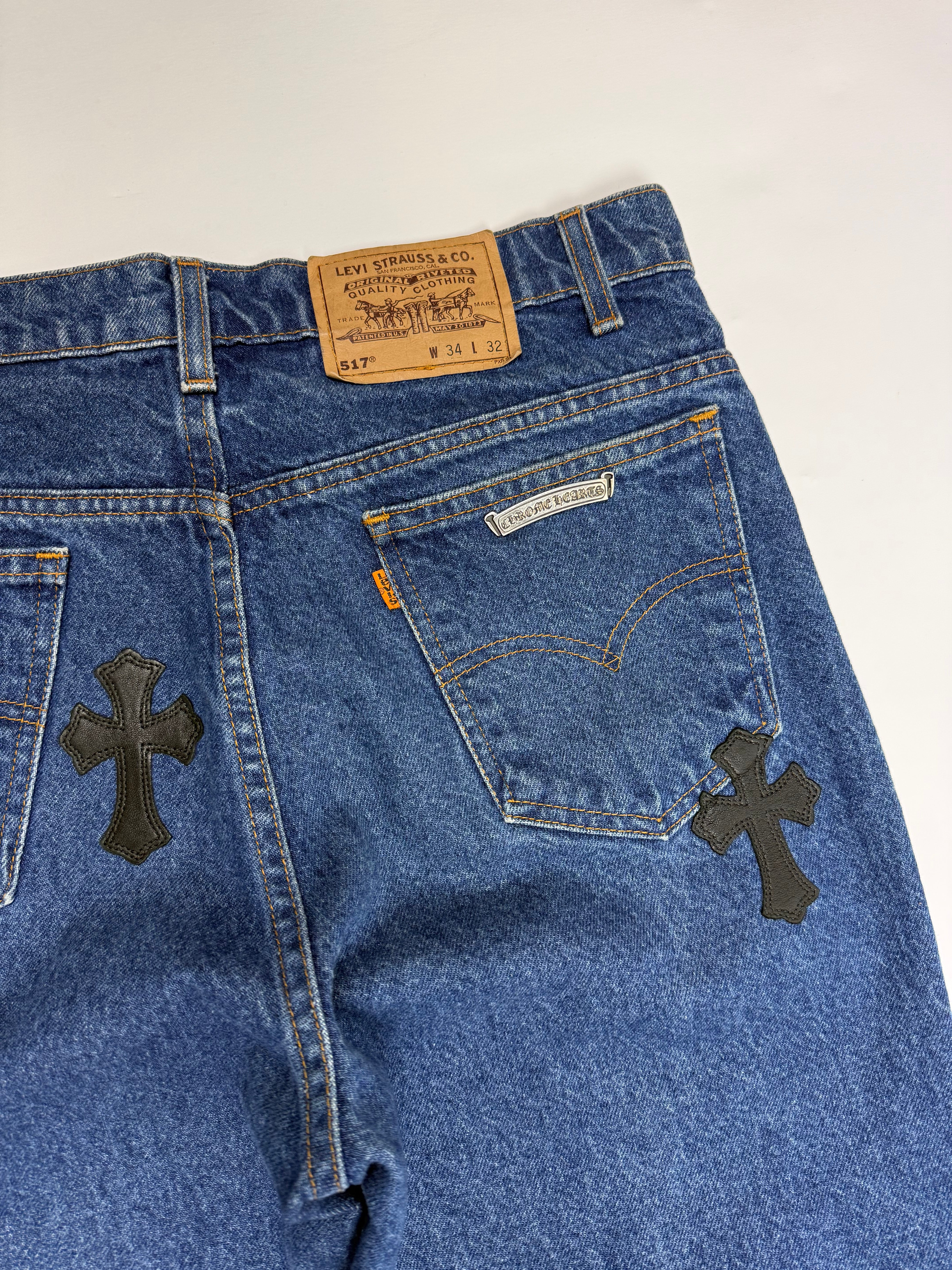 Chrome Hearts Cross Patch Levi's 517 Blue Jeans