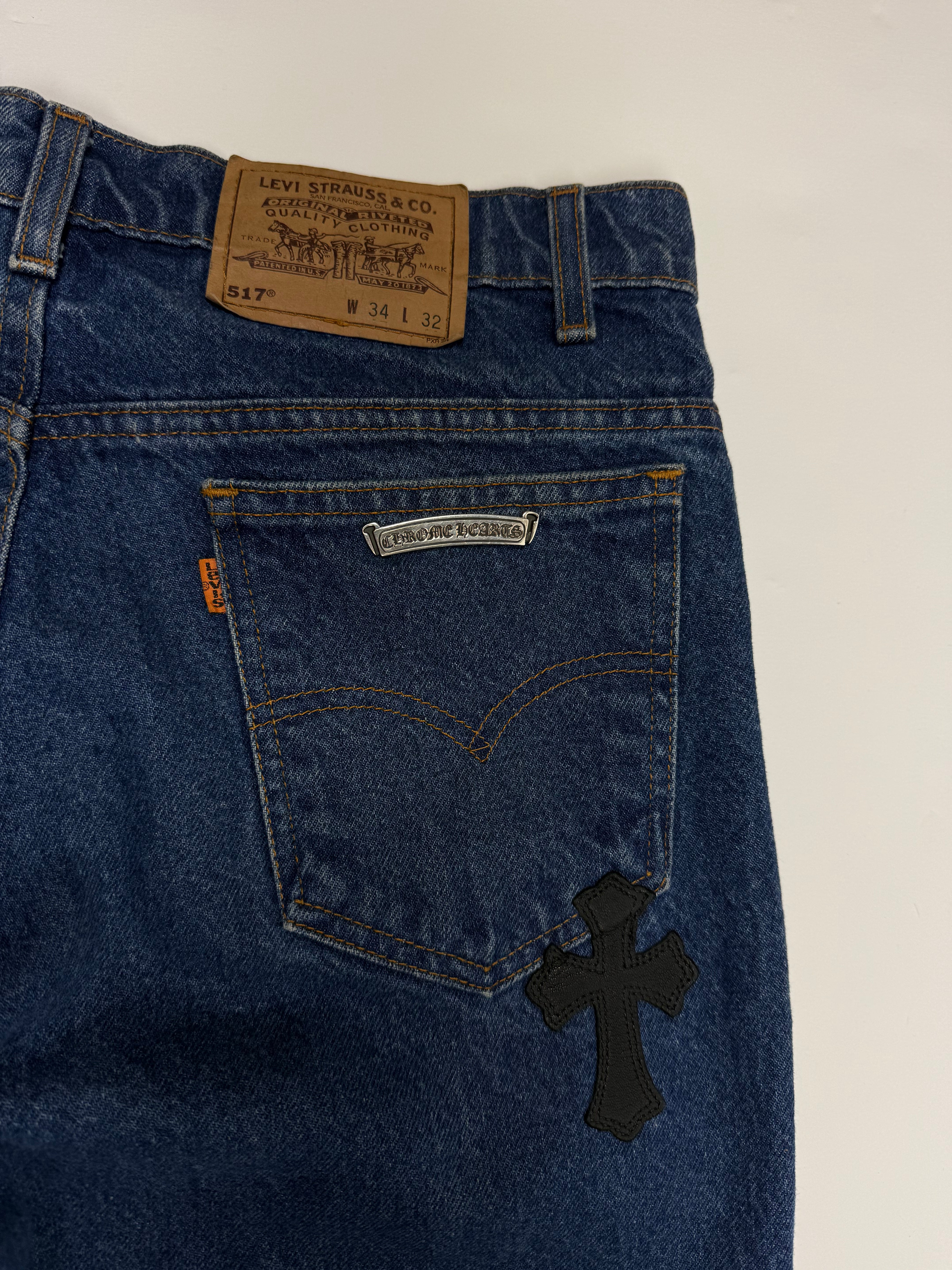 Chrome Hearts Cross Patch Levi's 517 Blue Jeans