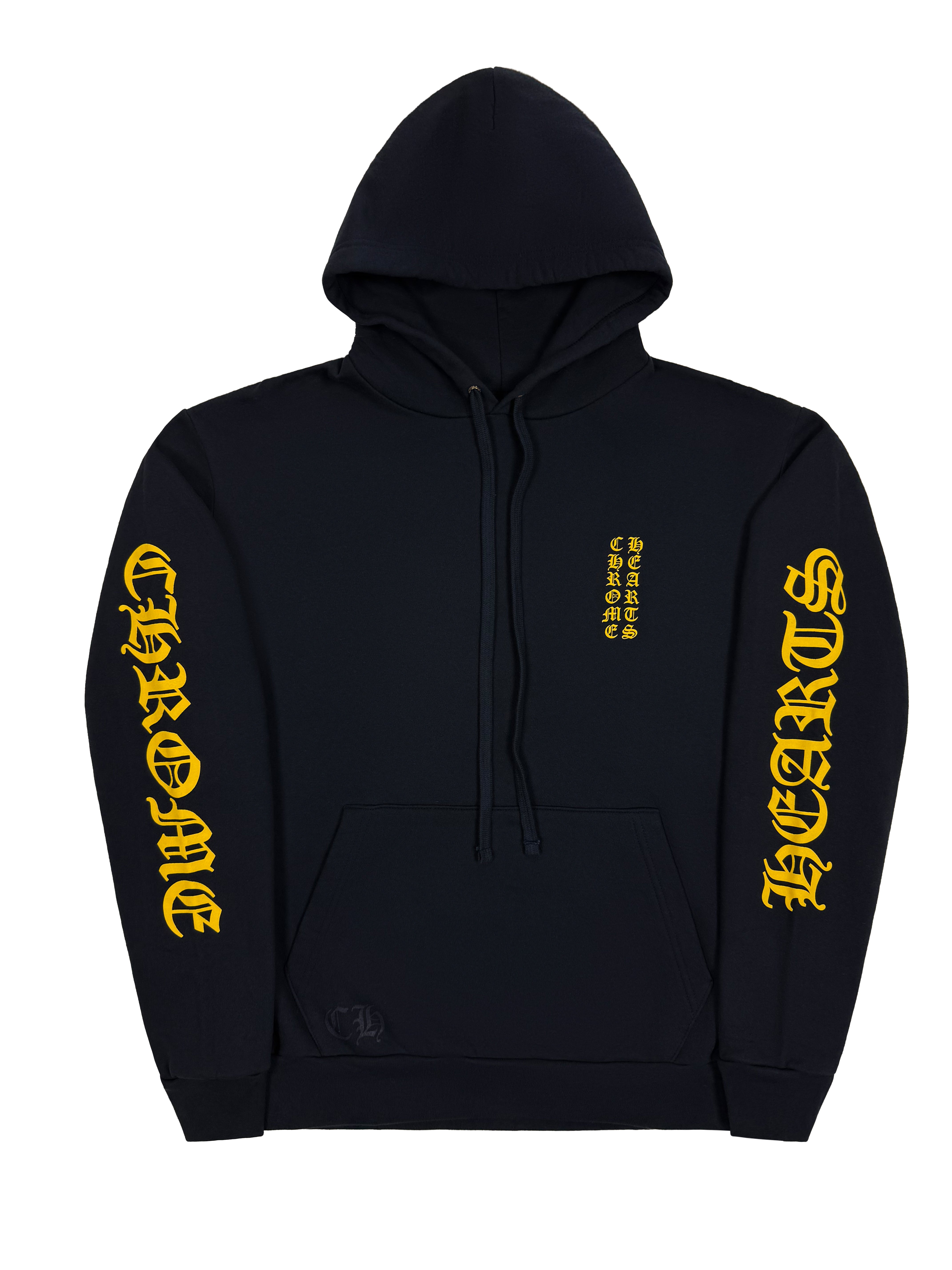 Chrome Hearts T-Bar Vertical Logo Navy Blue Yellow Hoodie