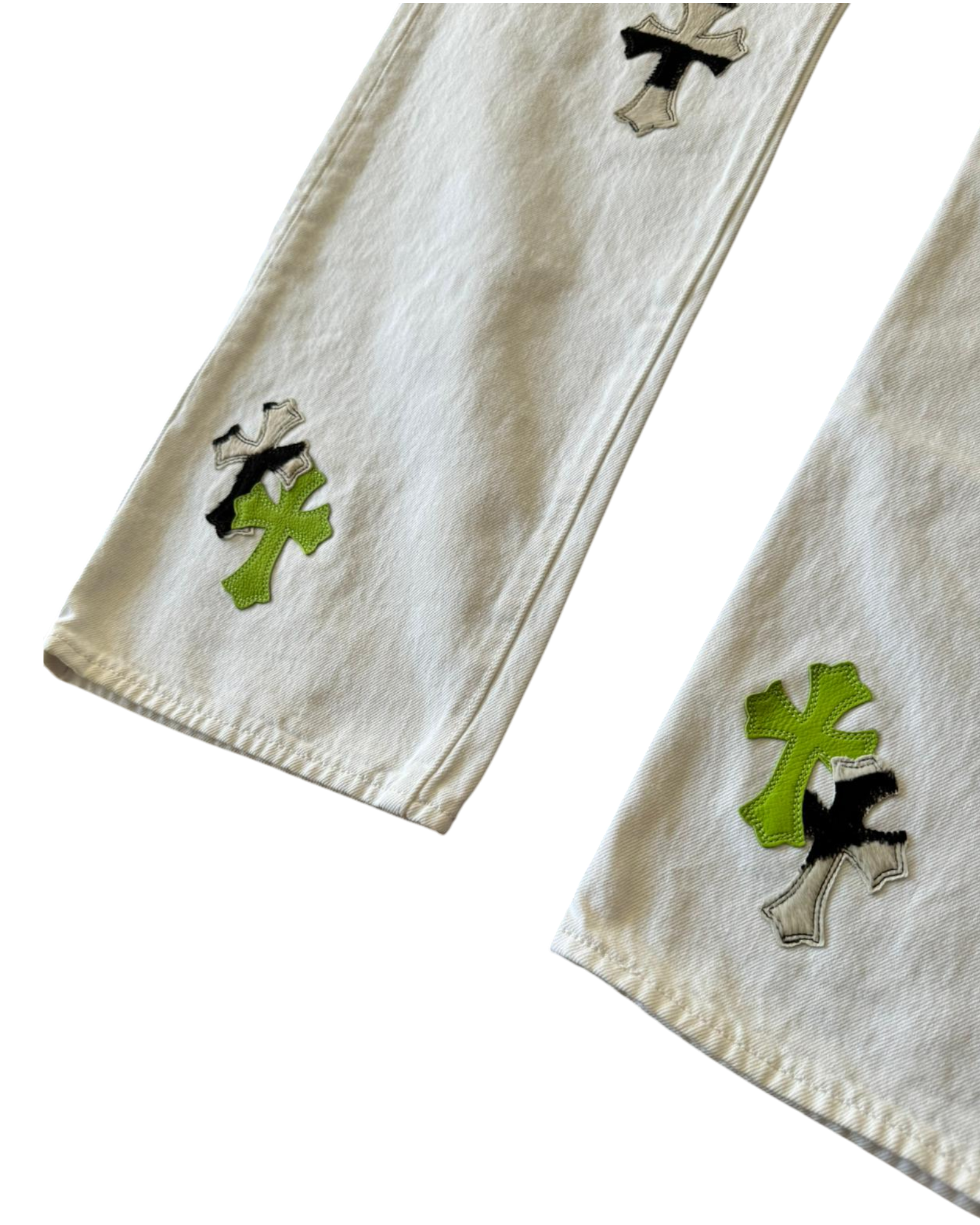 Chrome Hearts Green Zebra Cross Patch White Levi’s Denim Jeans