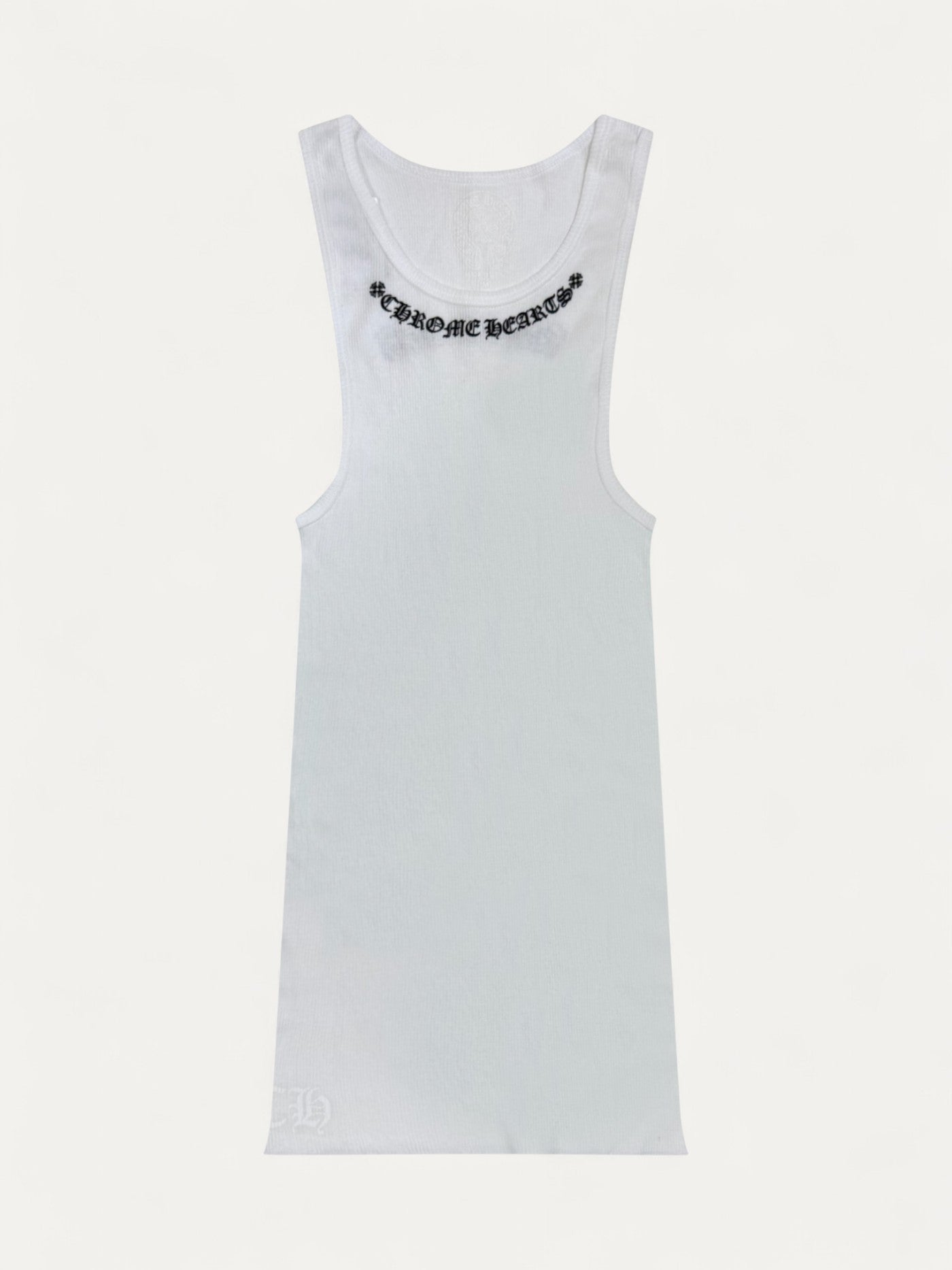 Chrome Hearts White Scroll Neck Logo Rib Tank Top