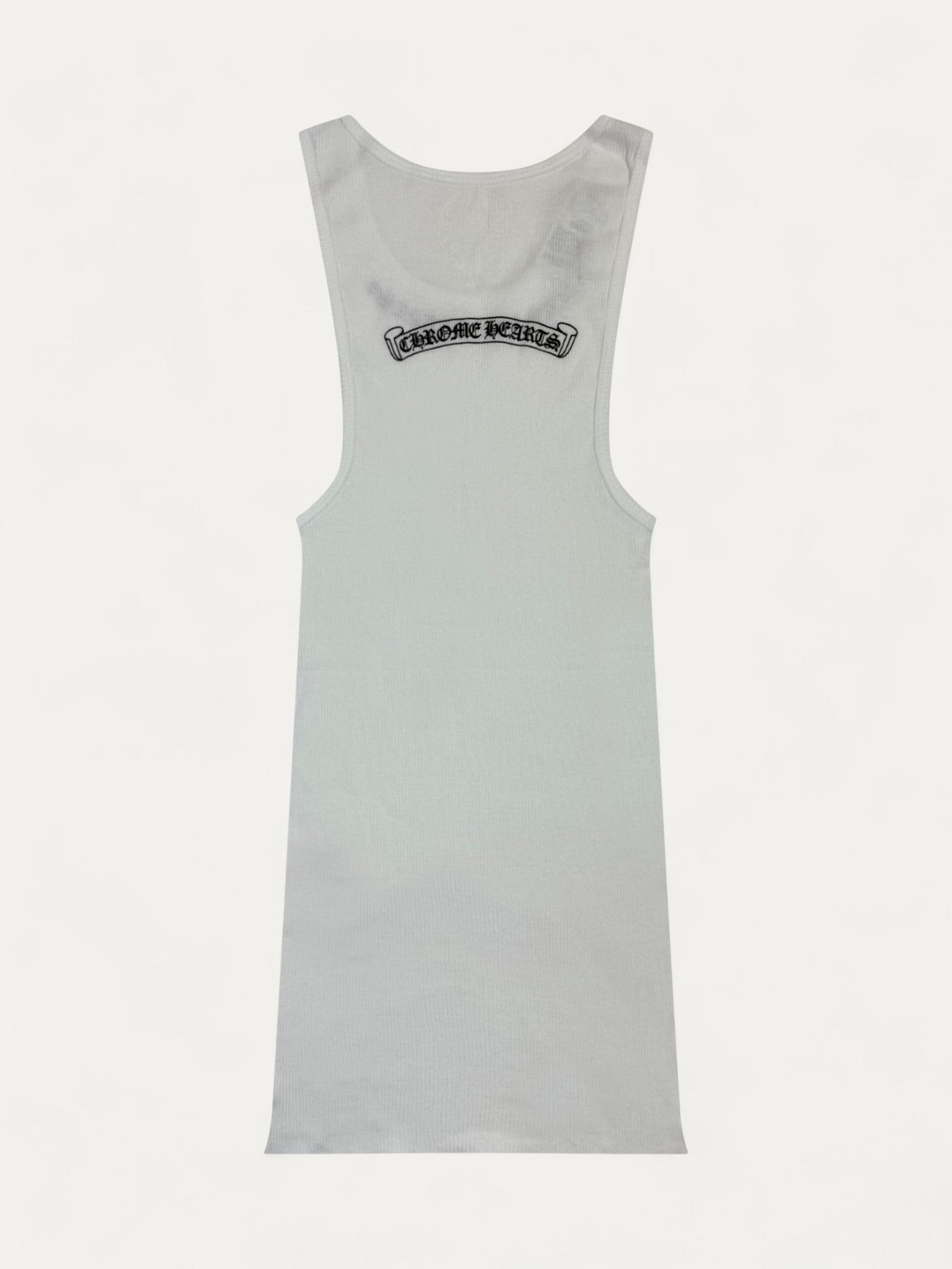 Chrome Hearts White Scroll Neck Logo Rib Tank Top