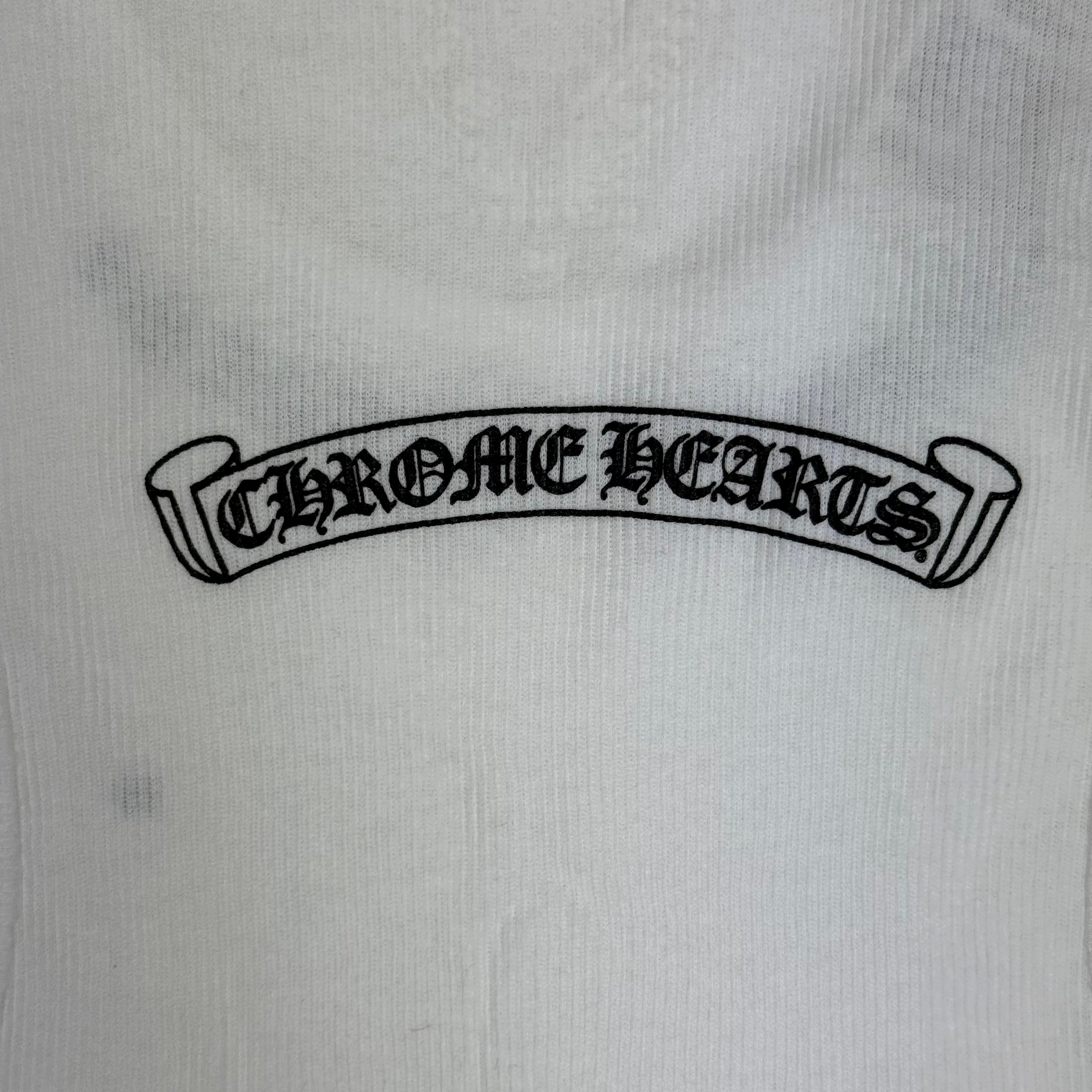 Chrome Hearts White Scroll Neck Logo Rib Tank Top