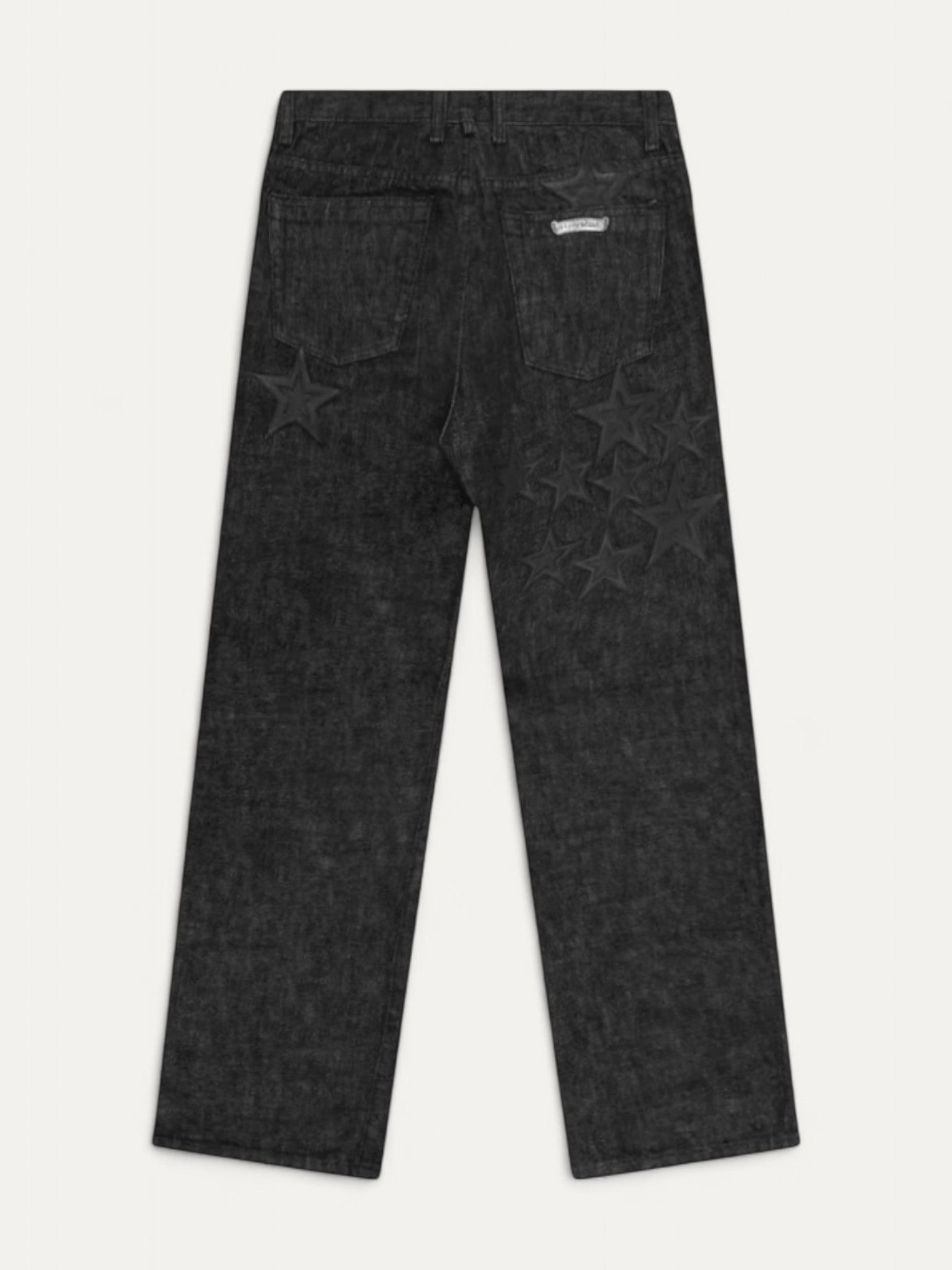 Chrome Hearts Black Star Leather Patch Dark Grey Jeans