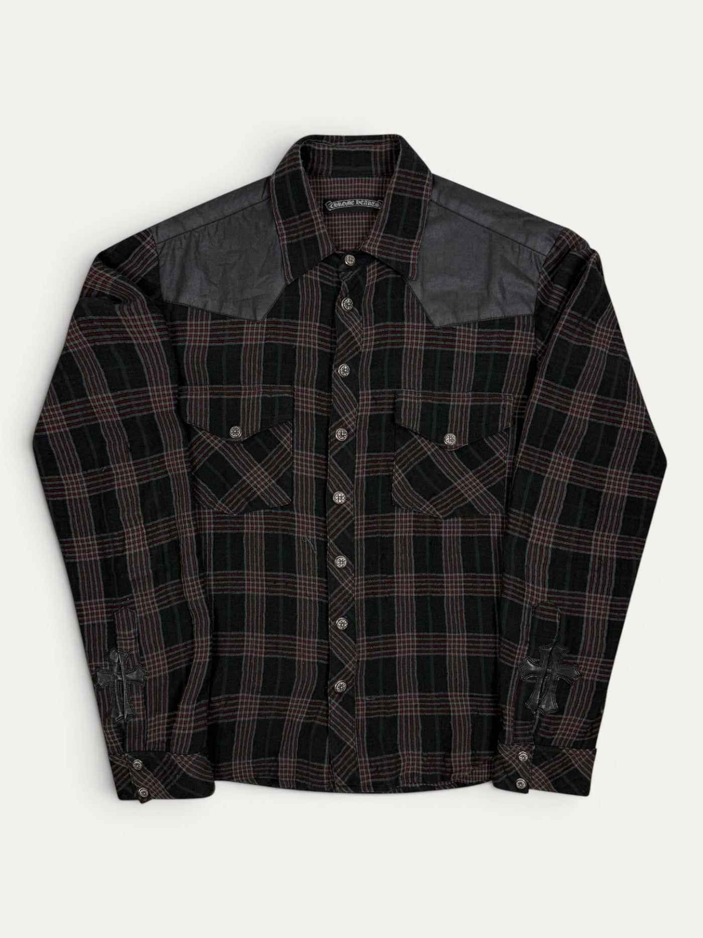 Chrome Hearts Vintage Plaid Cross Patch Shirt