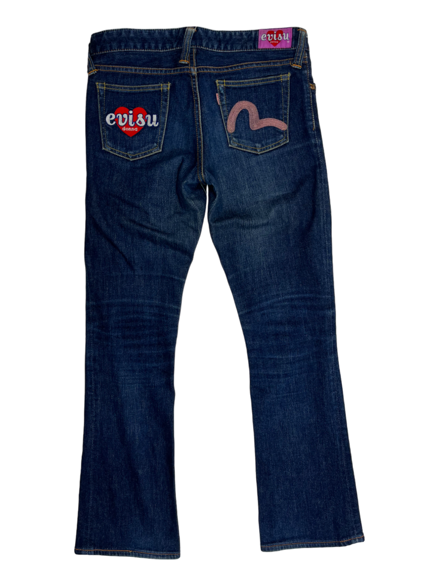 Evisu Donna Pink Seagull Logo Denim Jeans