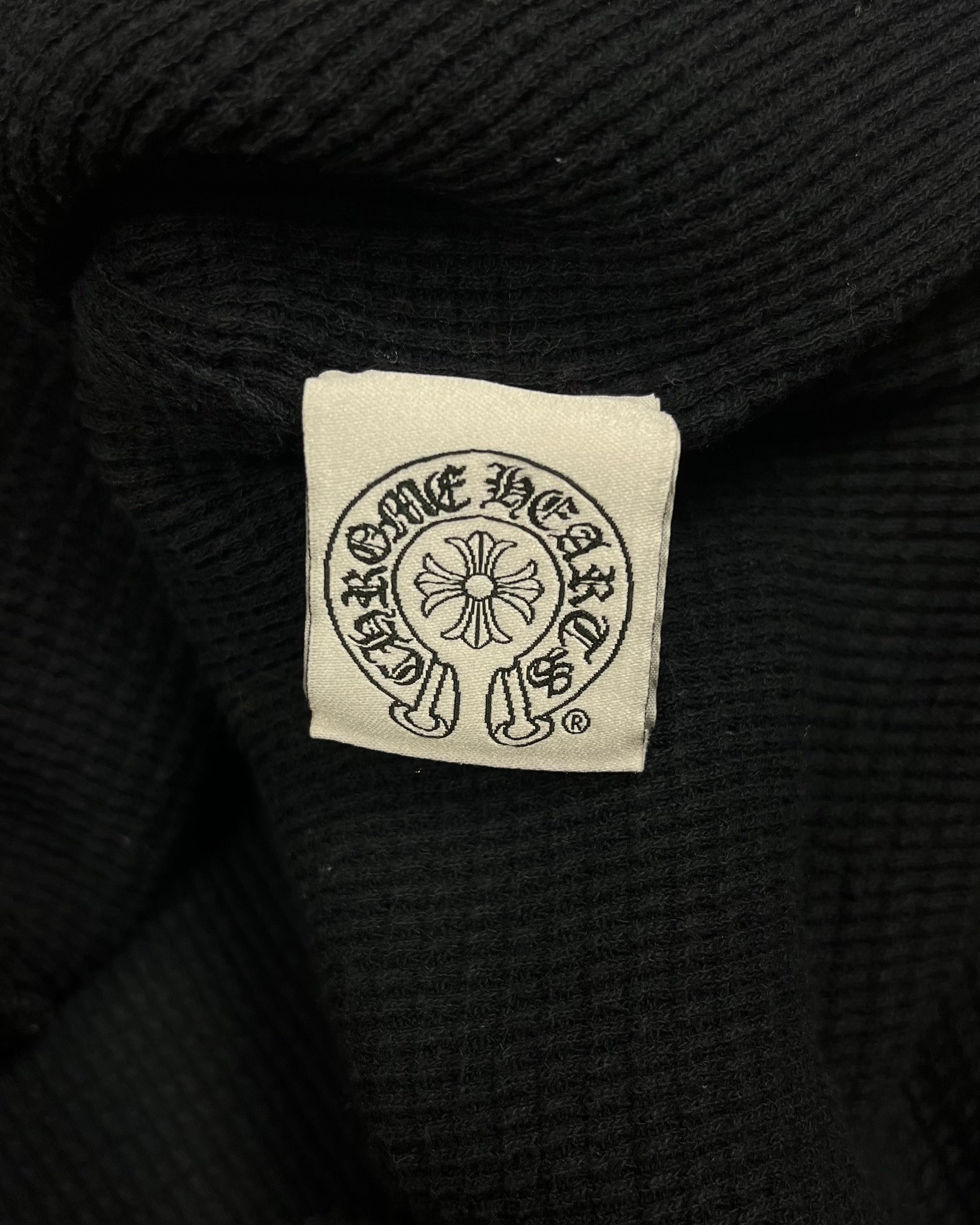 Chrome Hearts Black USA Flag Thermal Zip Up Logo Hoodie