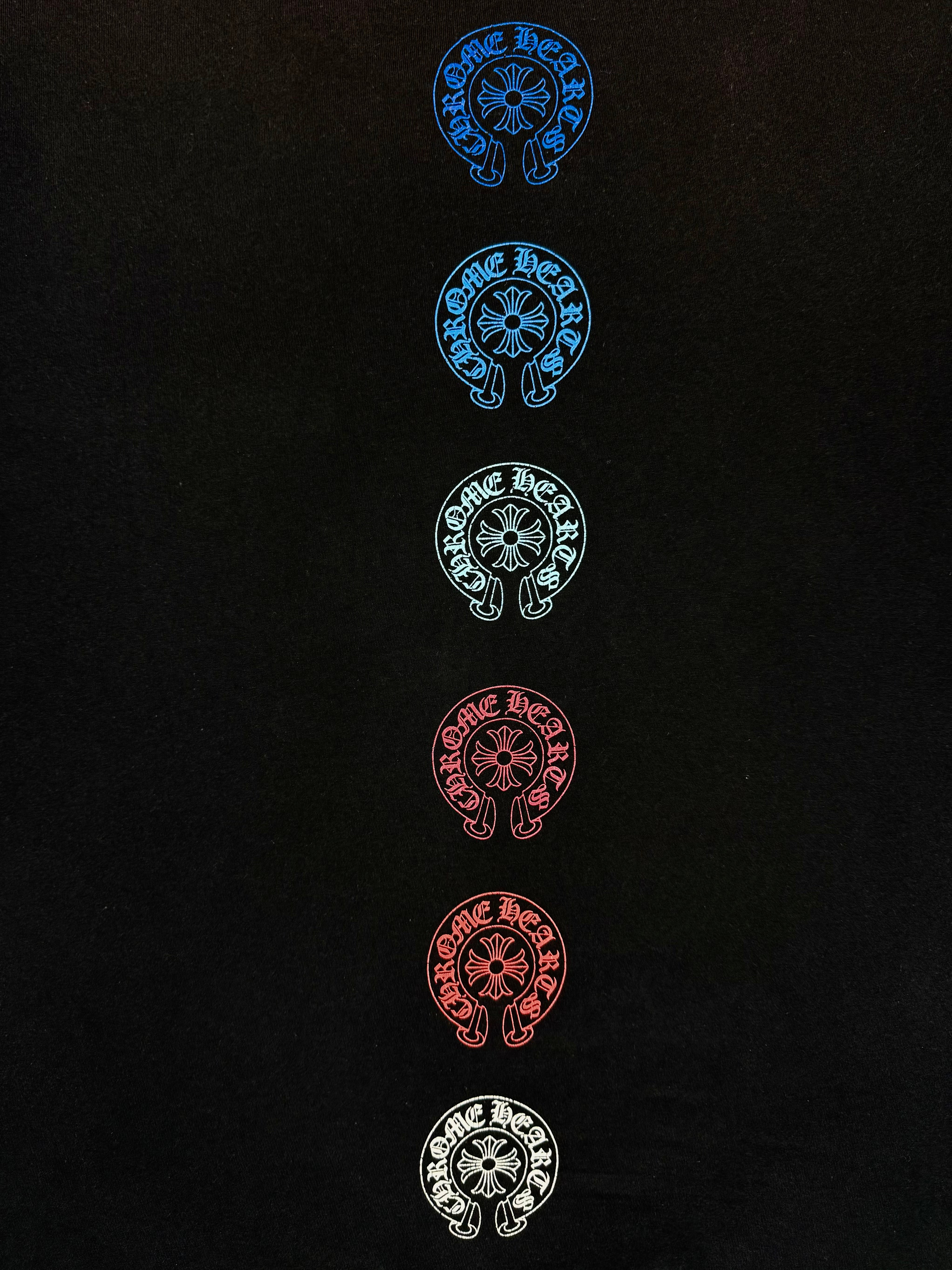 Chrome Hearts Black Multi Colour Horseshoe Logo Tee