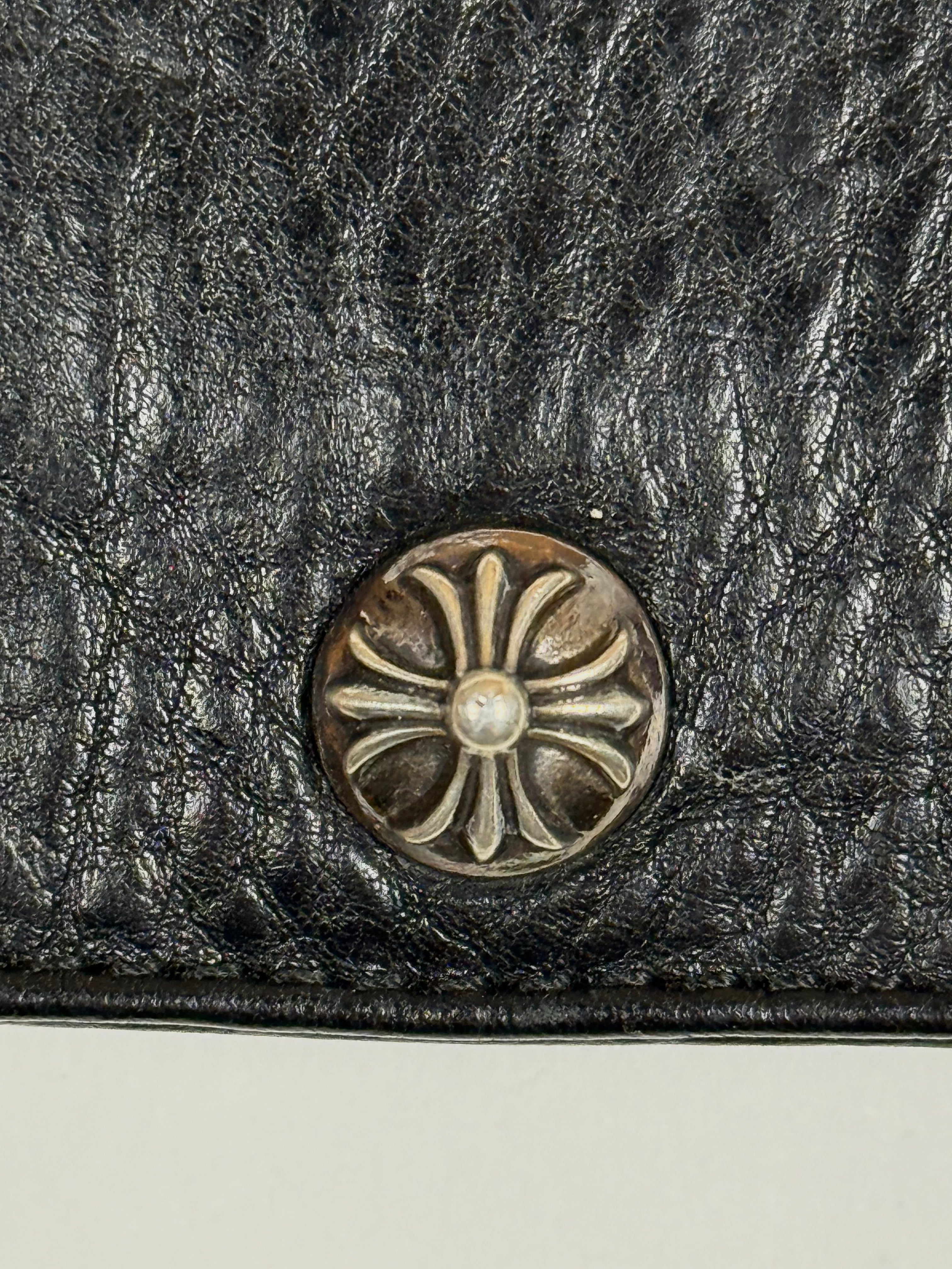 Chrome Hearts Snap Cross Ball Button Leather Wallet