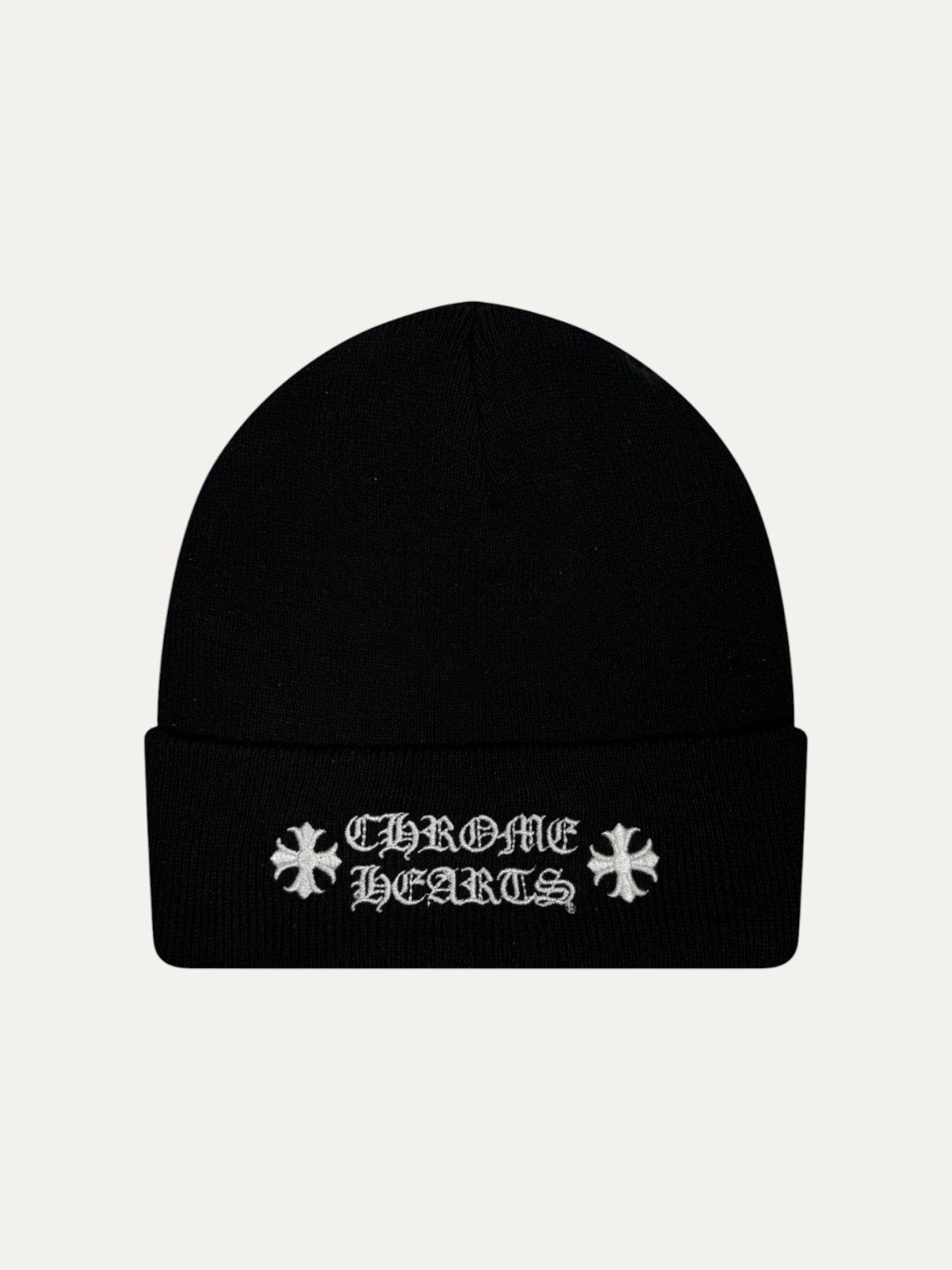 Chrome Hearts Black Spellout Beanie
