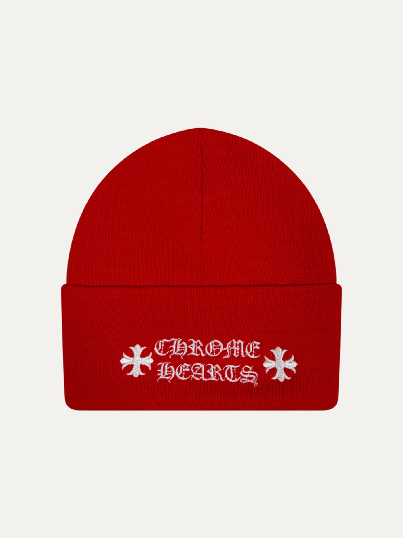 Chrome Hearts Red Spellout Beanie