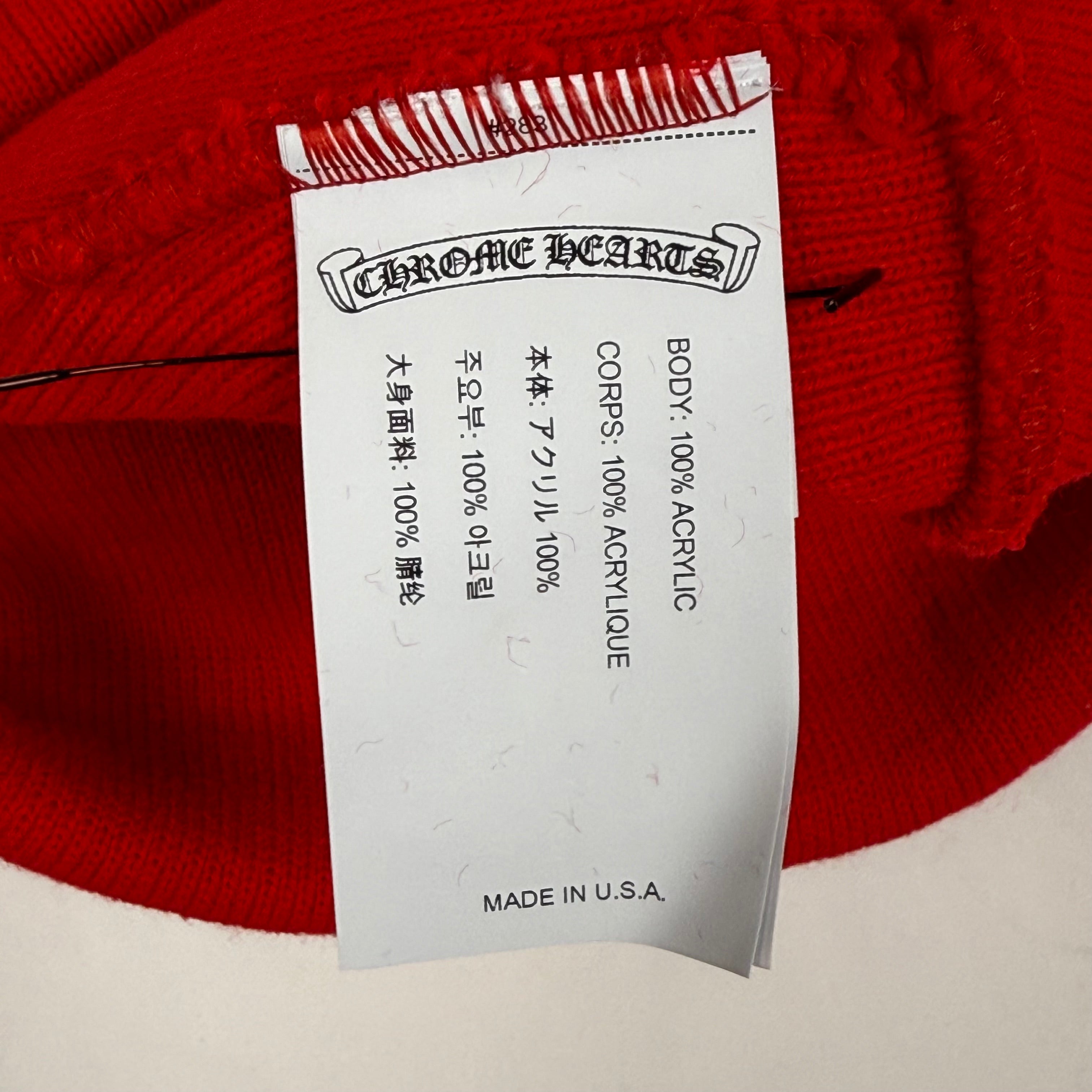 Chrome Hearts Red Spellout Beanie