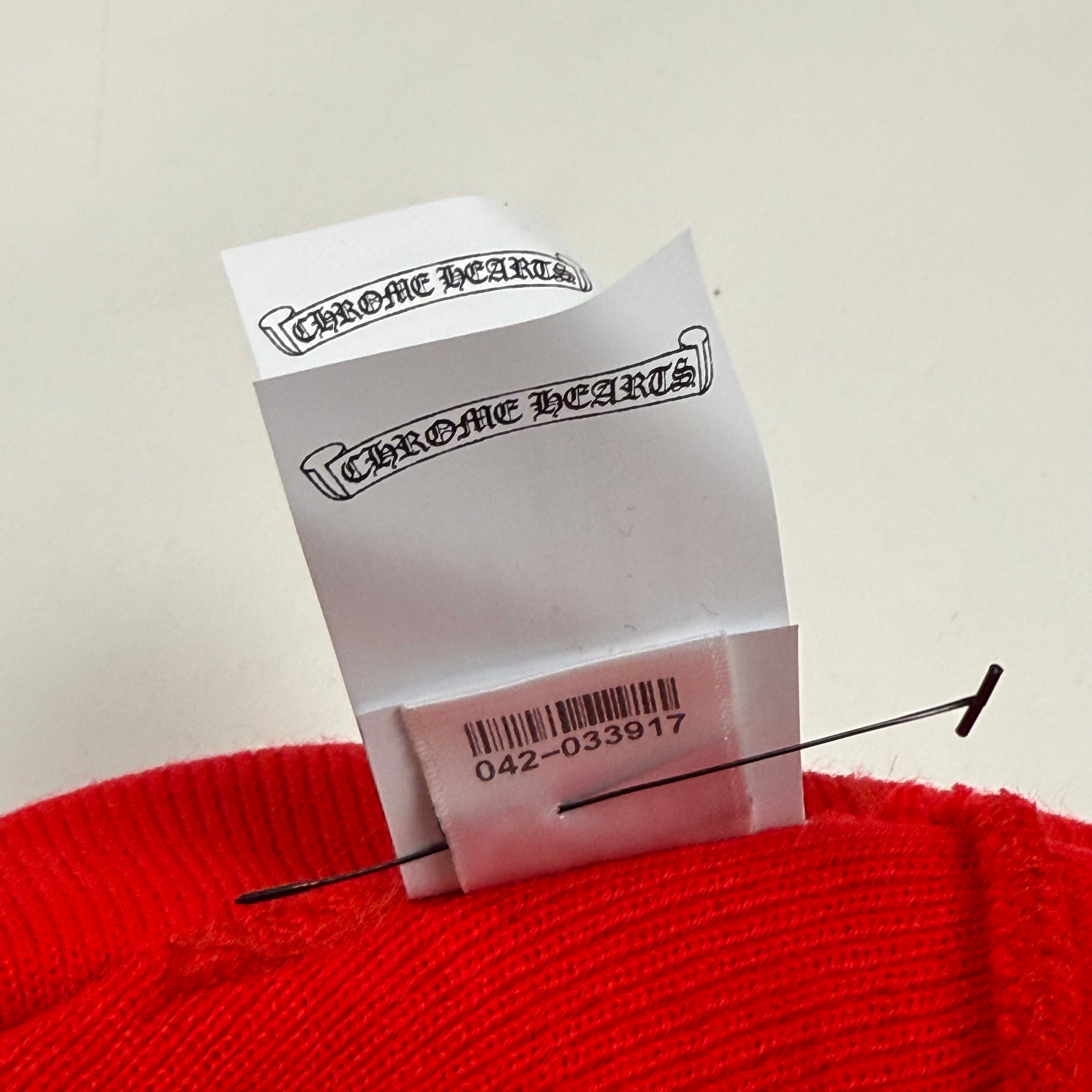 Chrome Hearts Red Spellout Beanie