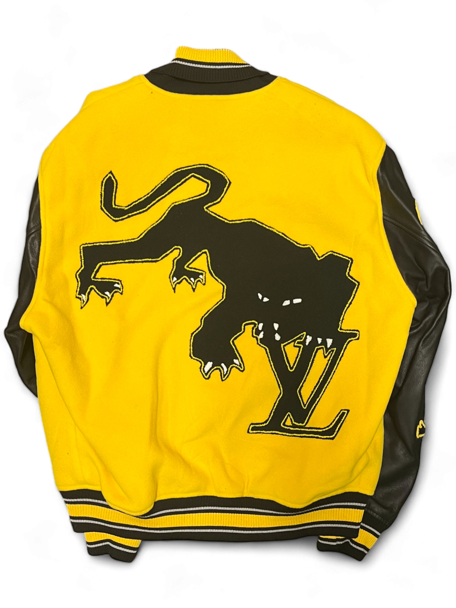 Louis Vuitton Black Yellow Leather Embroidered Varsity