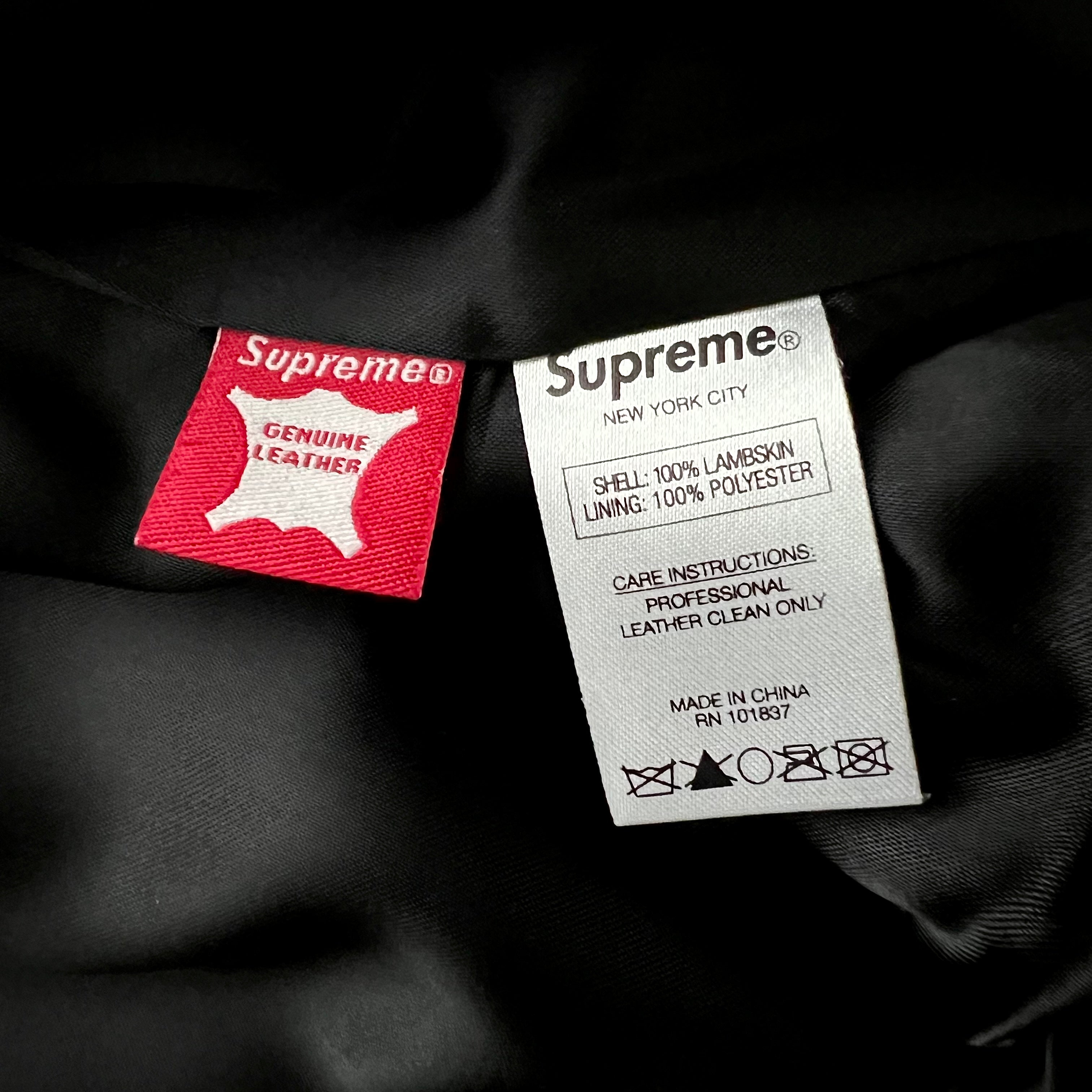 2016 Supreme Black Uptown Studded Leather Varsity Jacket