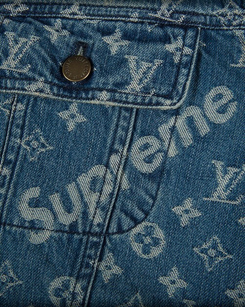 2017 Louis Vuitton X Supreme Jacquard Denim Trucker Jacket