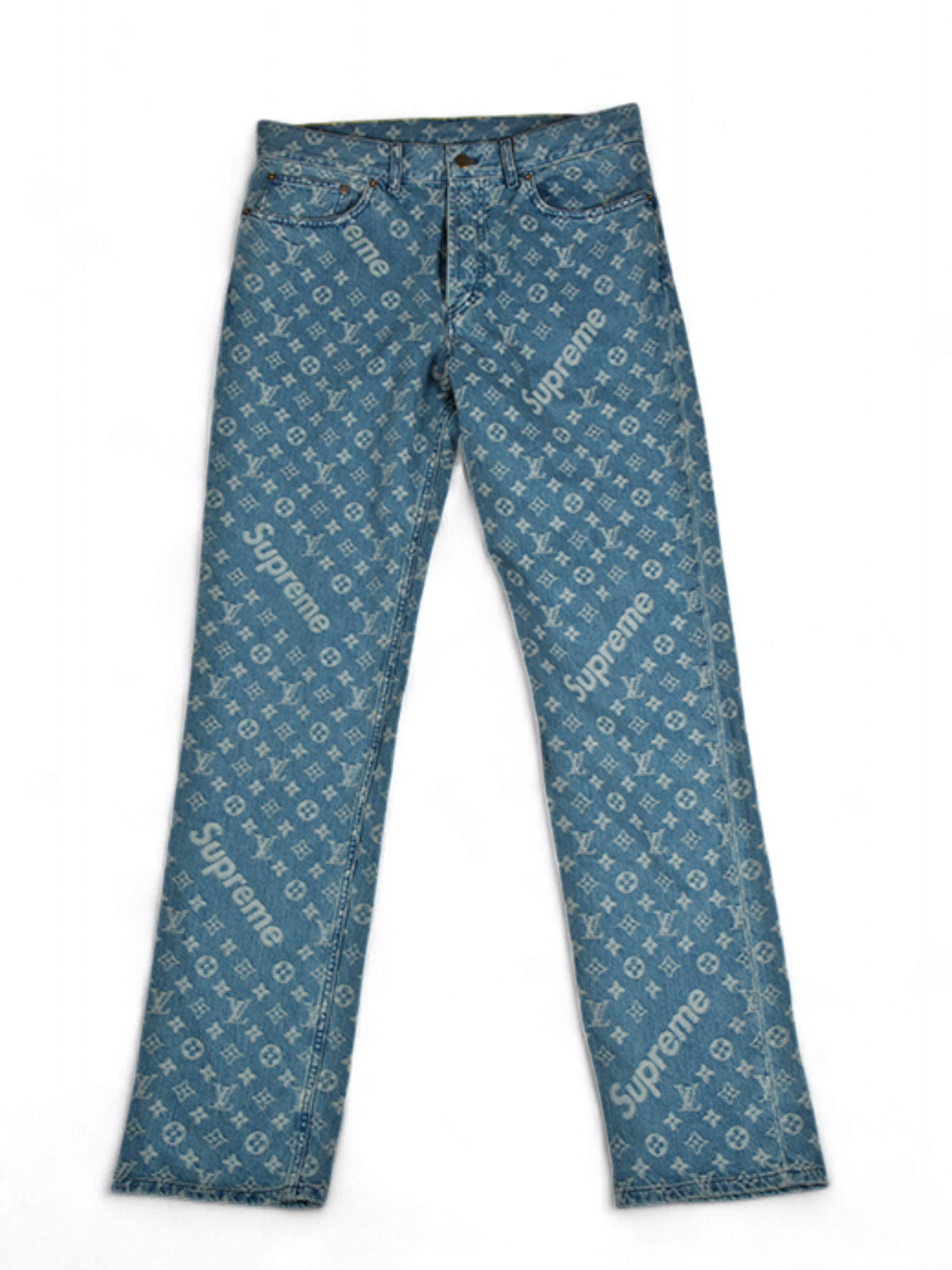 2017 Louis Vuitton X Supreme Jacquard Denim Jeans