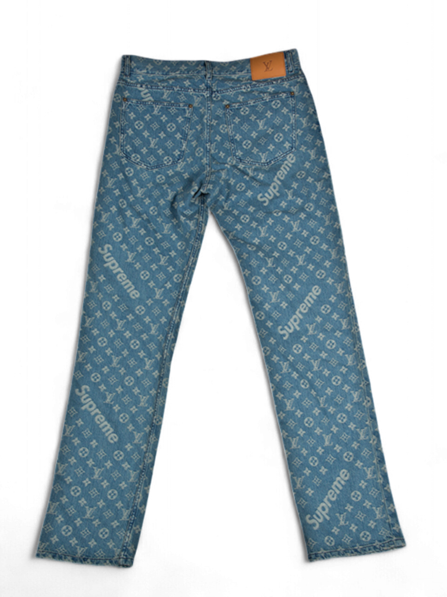 2017 Louis Vuitton X Supreme Jacquard Denim Jeans