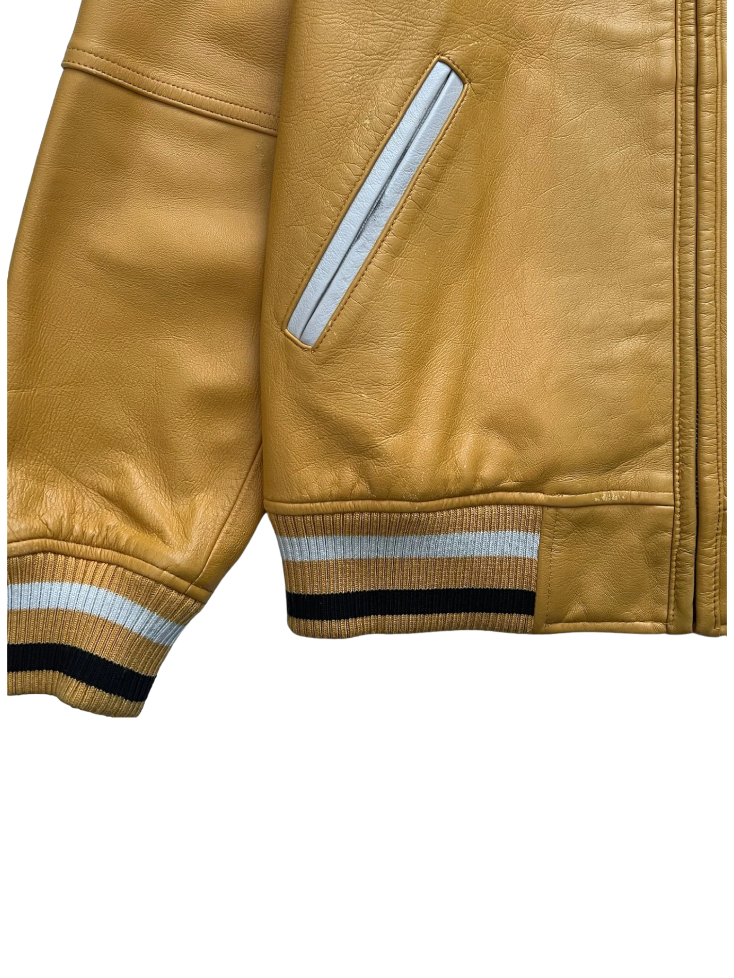 2016 Supreme Yellow Uptown Studded Leather Varsity Jacket
