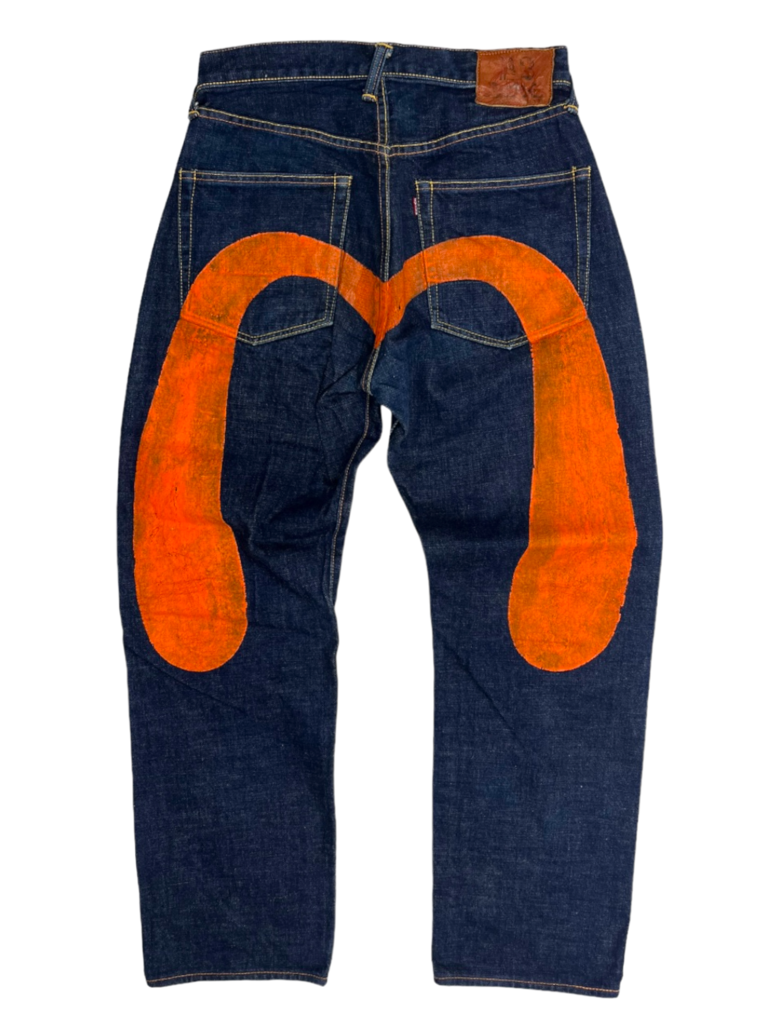 Evisu Diacock Orange Logo Denim Jeans