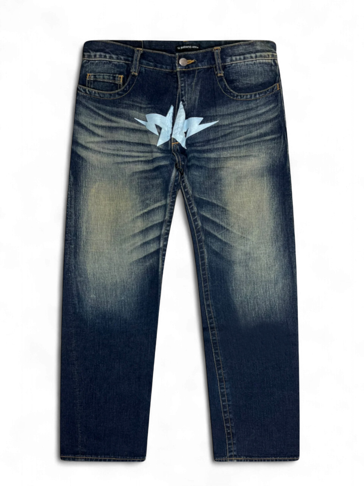 BAPE White Logo Denim Jeans