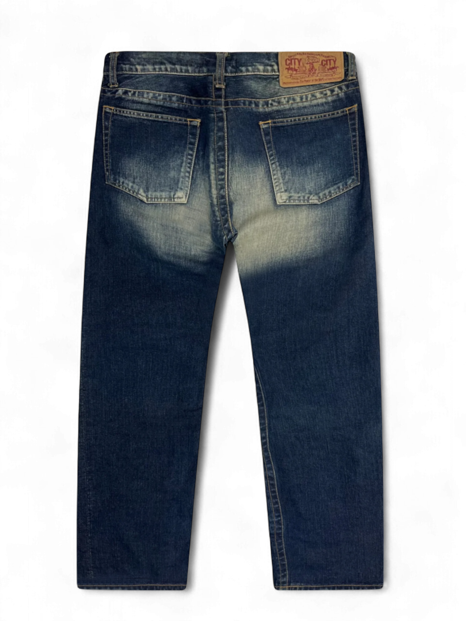 BAPE White Logo Denim Jeans