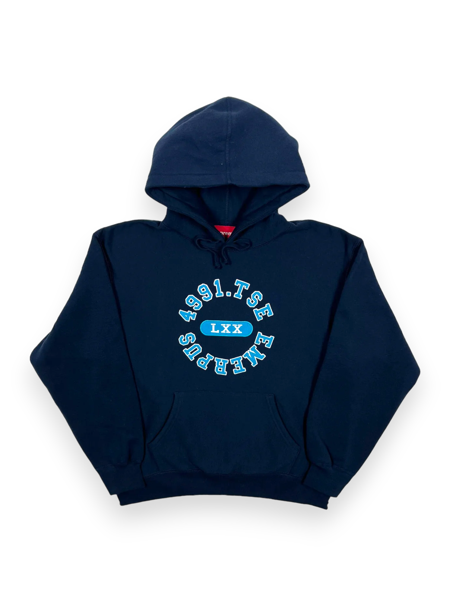 2023 Supreme Navy Reverse Logo Hoodie