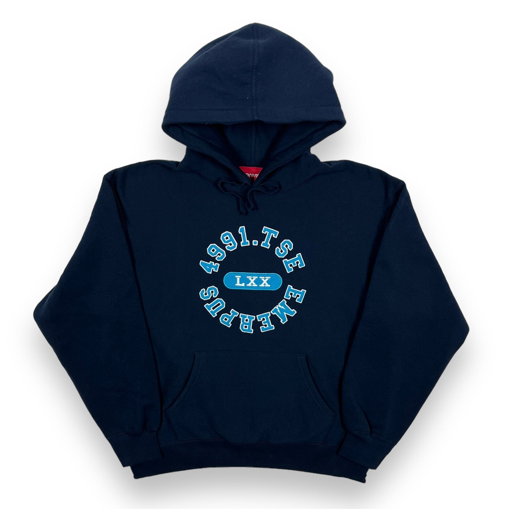 2023 Supreme Navy Reverse Logo Hoodie