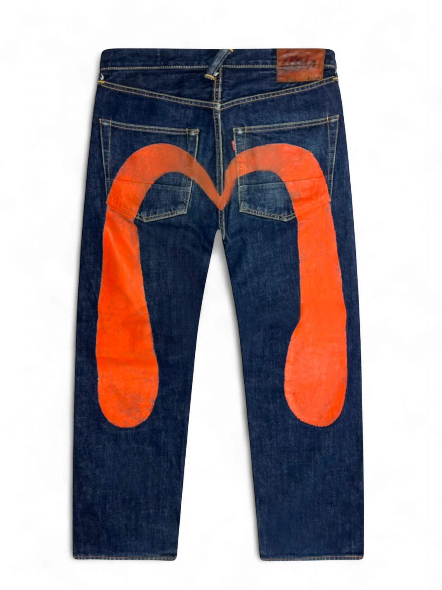 Evisu Diacock Orange Logo Denim Jeans