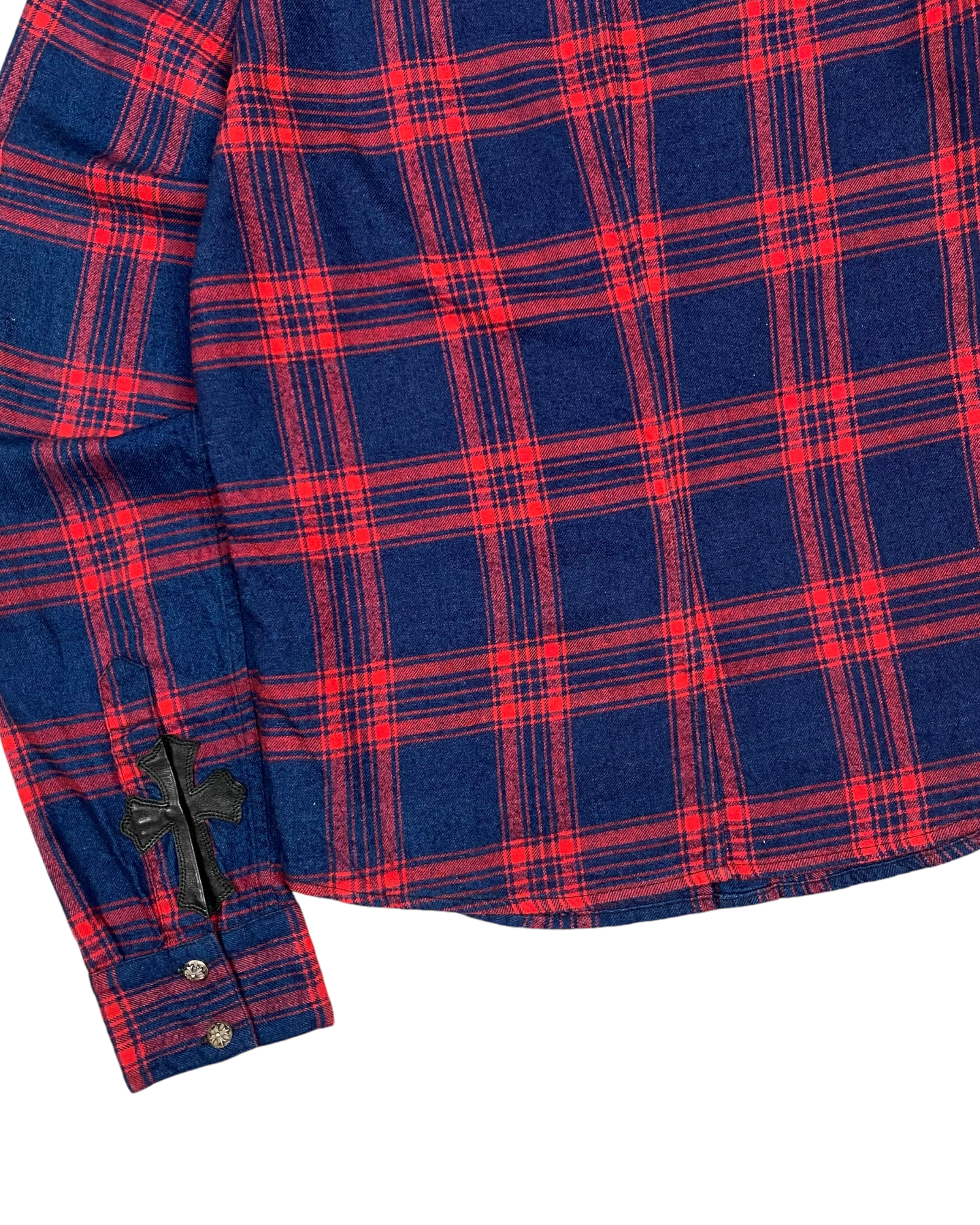 Chrome Hearts Red Plaid Cross Patch Shirt