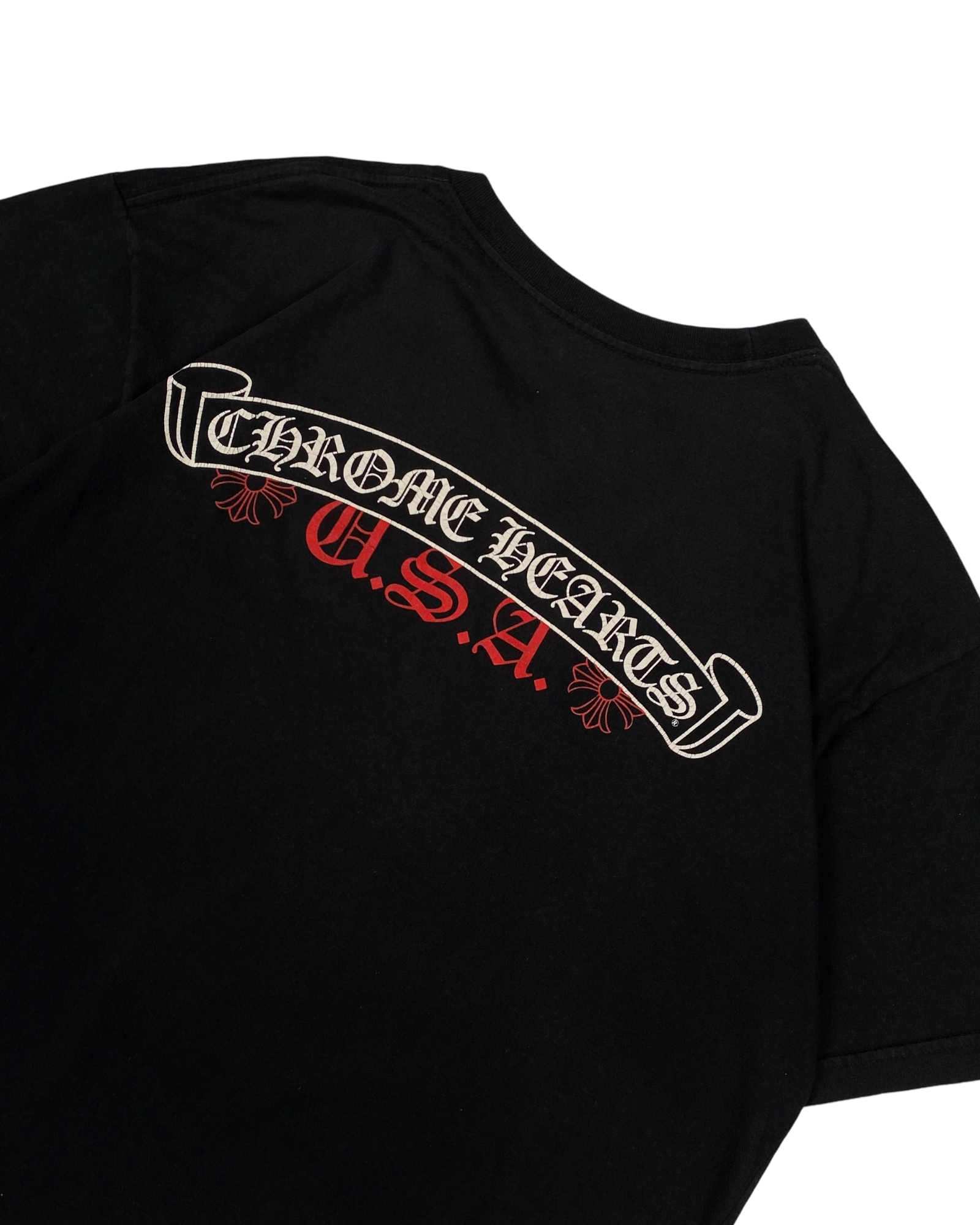 Chrome Hearts Black Red USA Scroll Logo Tee