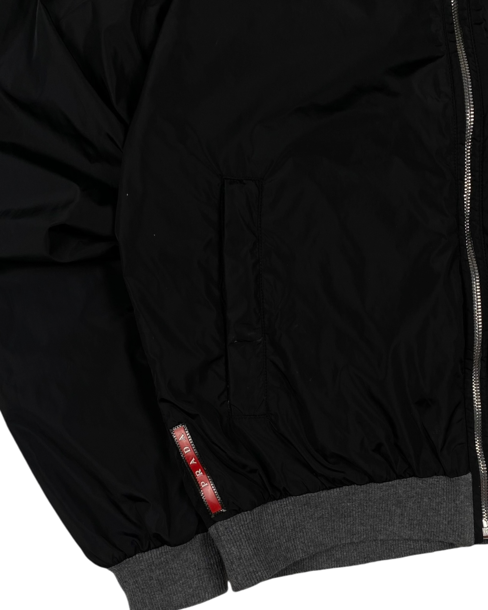 Prada Black Grey Linea Rossa Reversible Fleece Jacket