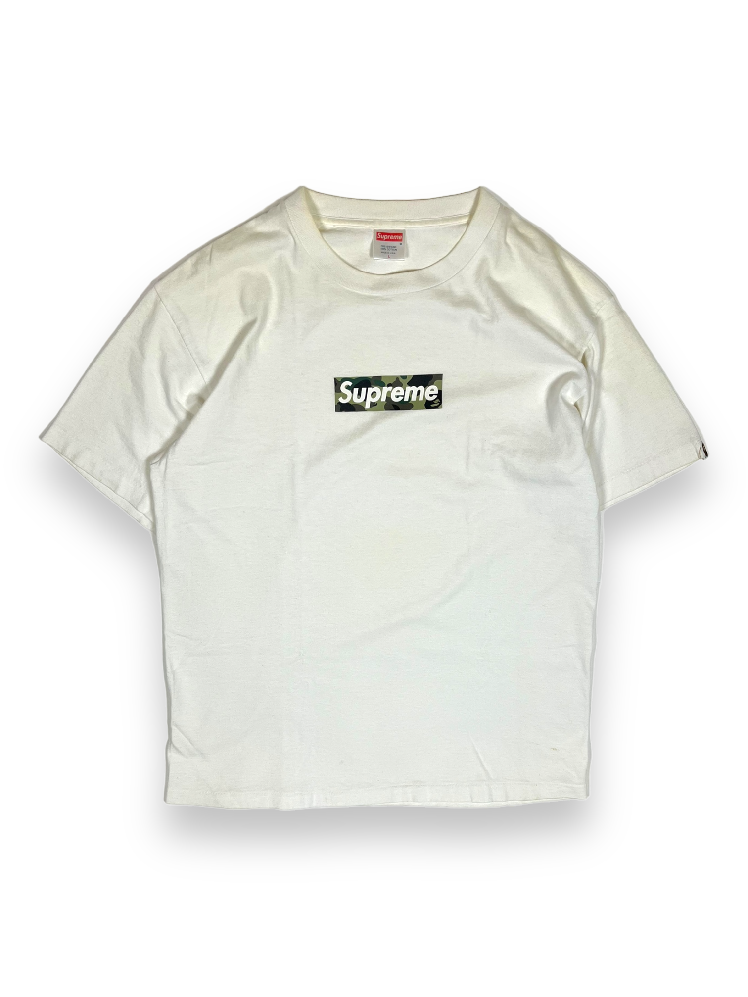 2002 Supreme Green BAPE Camo Box Logo Tee