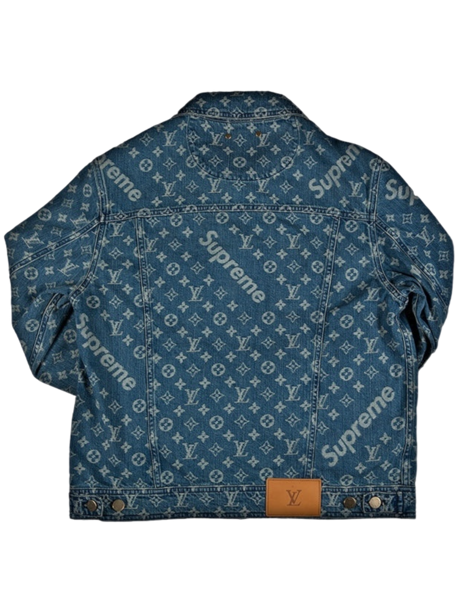 2017 Louis Vuitton X Supreme Jacquard Denim Trucker Jacket