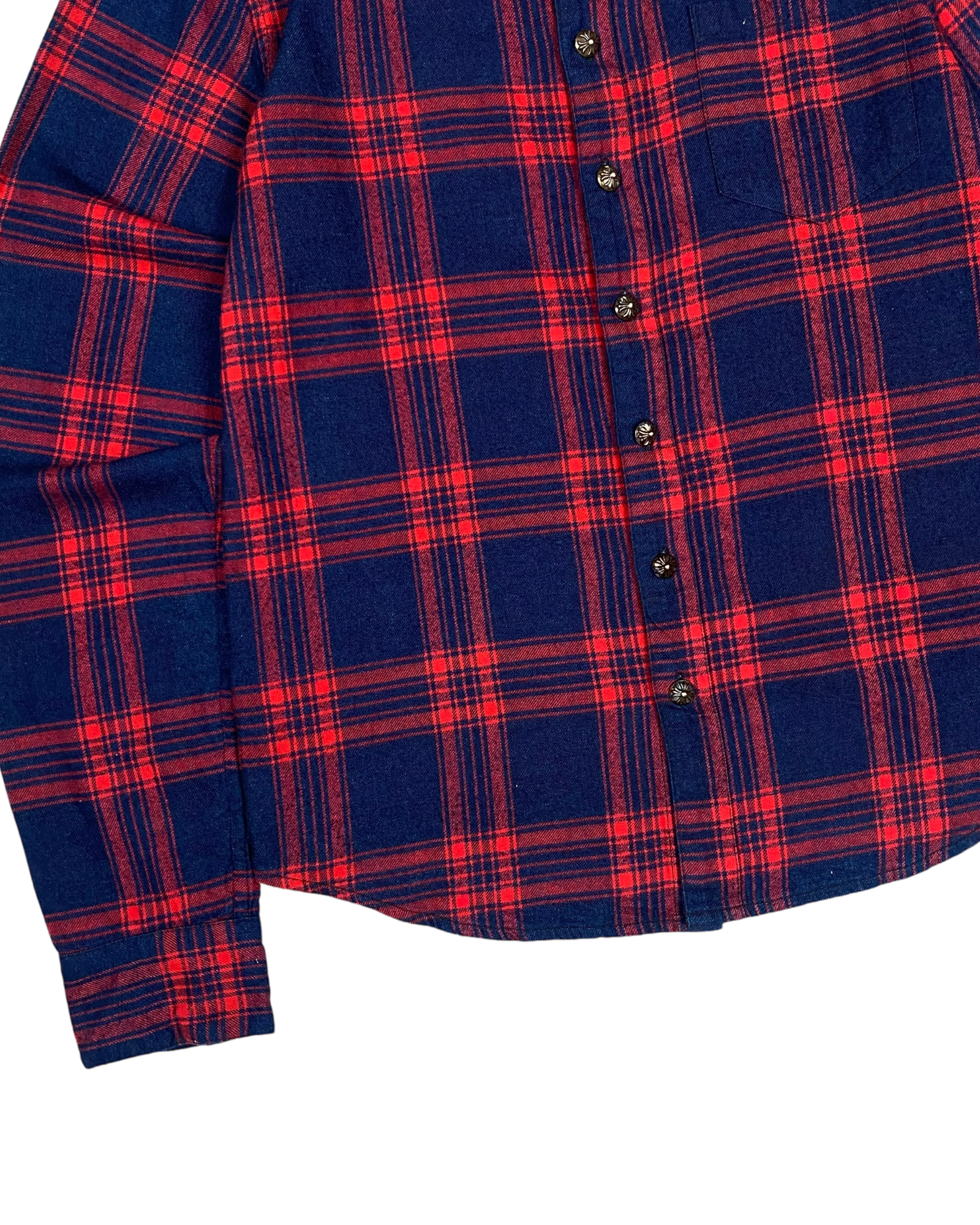 Chrome Hearts Red Plaid Cross Patch Shirt