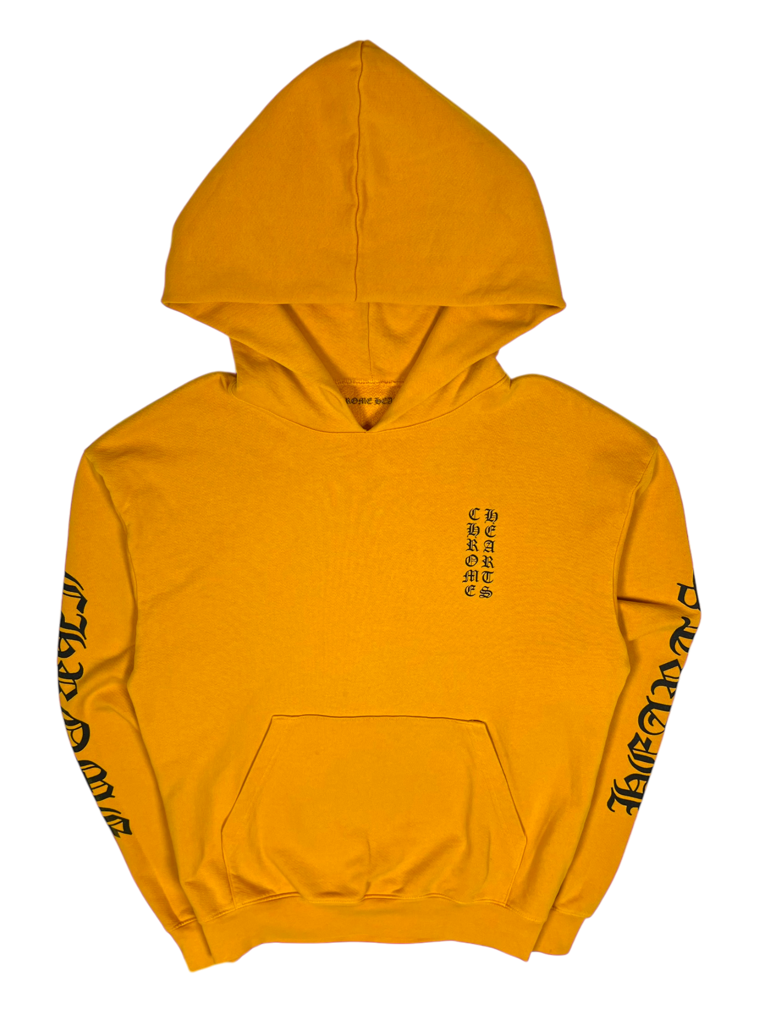 Chrome Hearts Yellow Orange Script Logo Hoodie