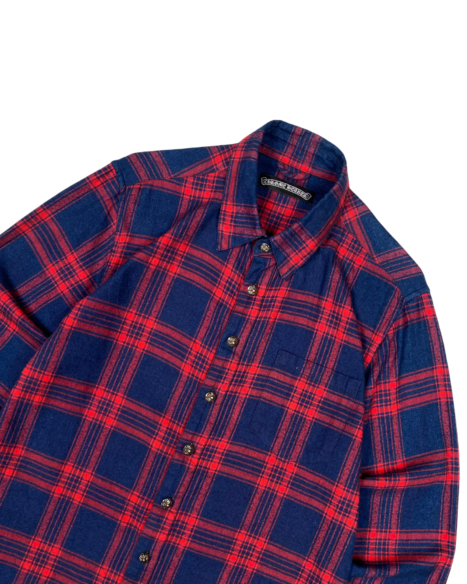 Chrome Hearts Red Plaid Cross Patch Shirt