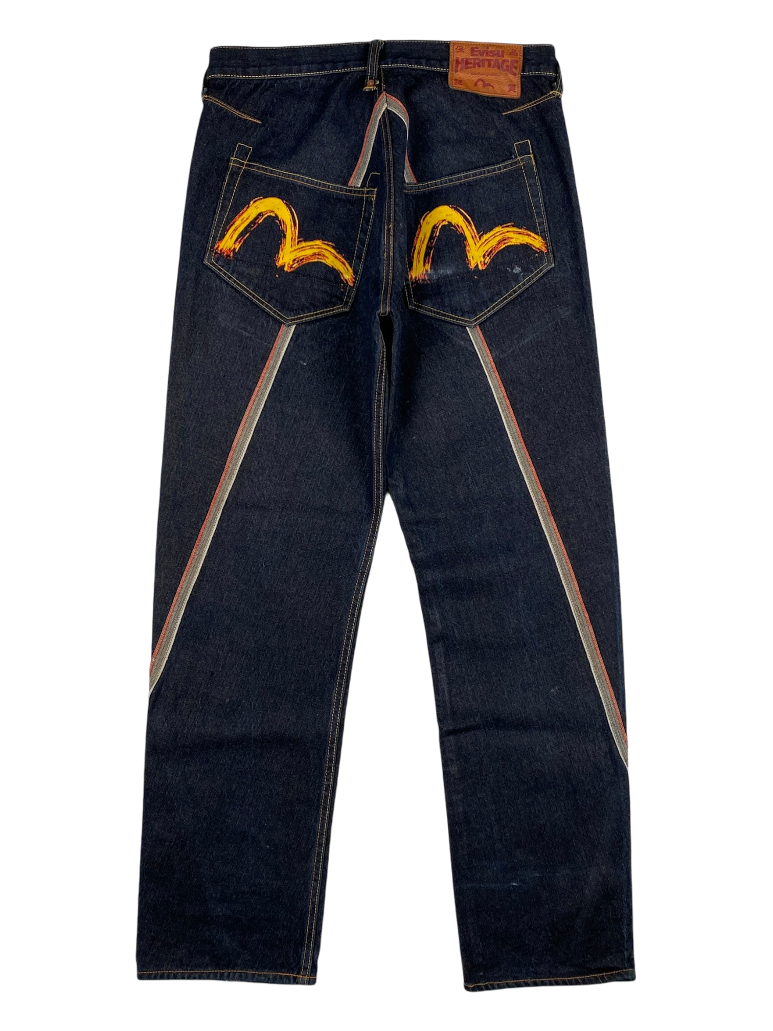 Evisu Yellow Seagull Logo Navy Jeans